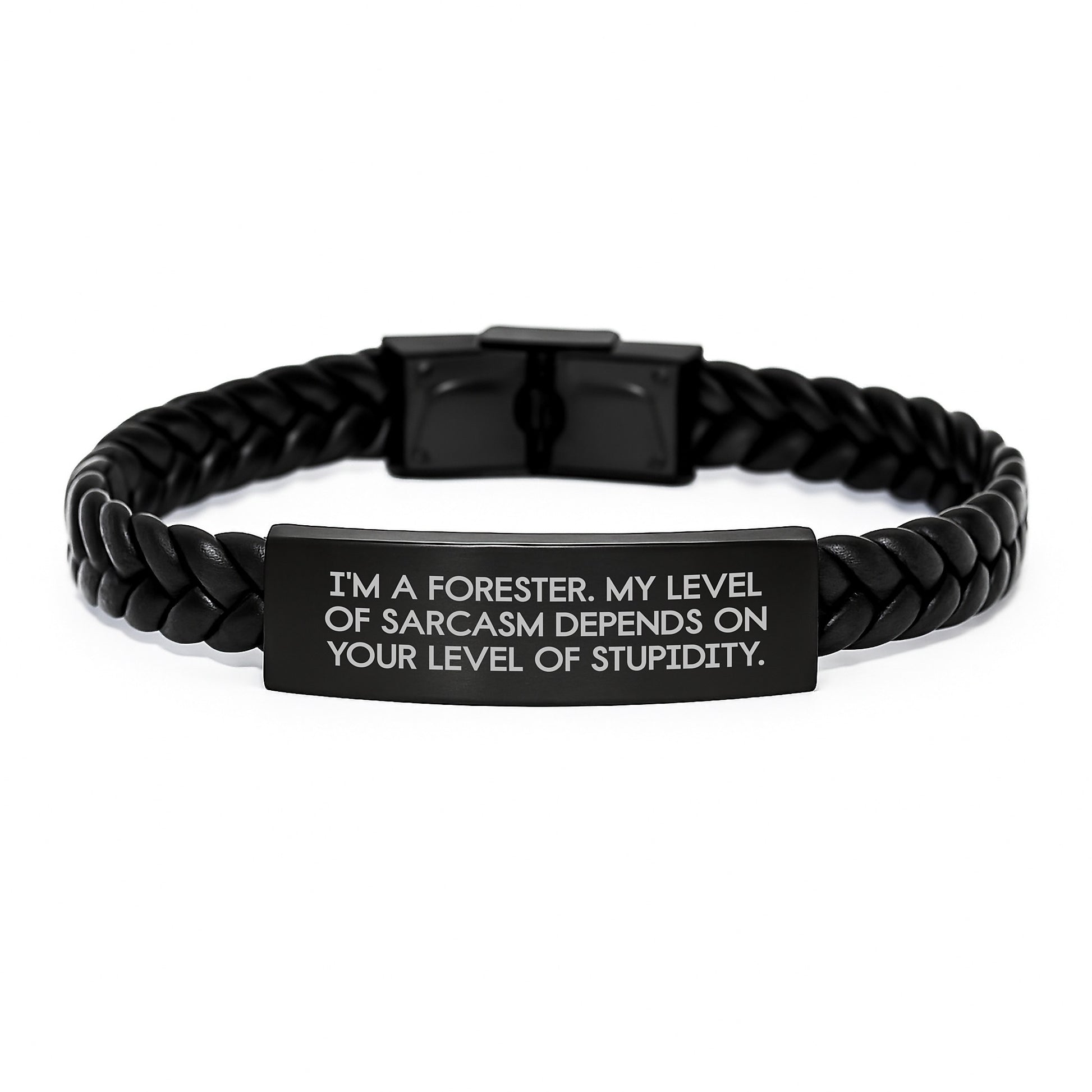 Funny Forester Gifts for Men, Unique Interlaced Leather Bracelet Christmas Memorable Presents from Friends or Family, Sarcasm Quote - Image 1