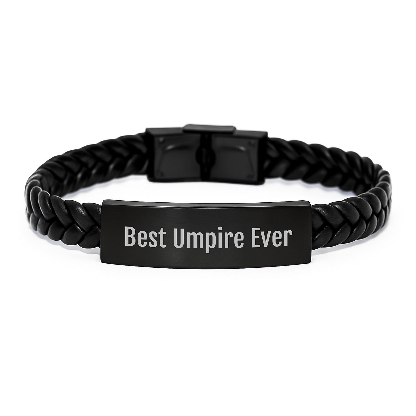Funny Umpire Gifts for Friends, Interlaced Leather Bracelet with 'Best Umpire Ever' Quote, Unique Christmas Unique Gifts from Men to Umpire Lovers, Umpire Accessory - Image 1