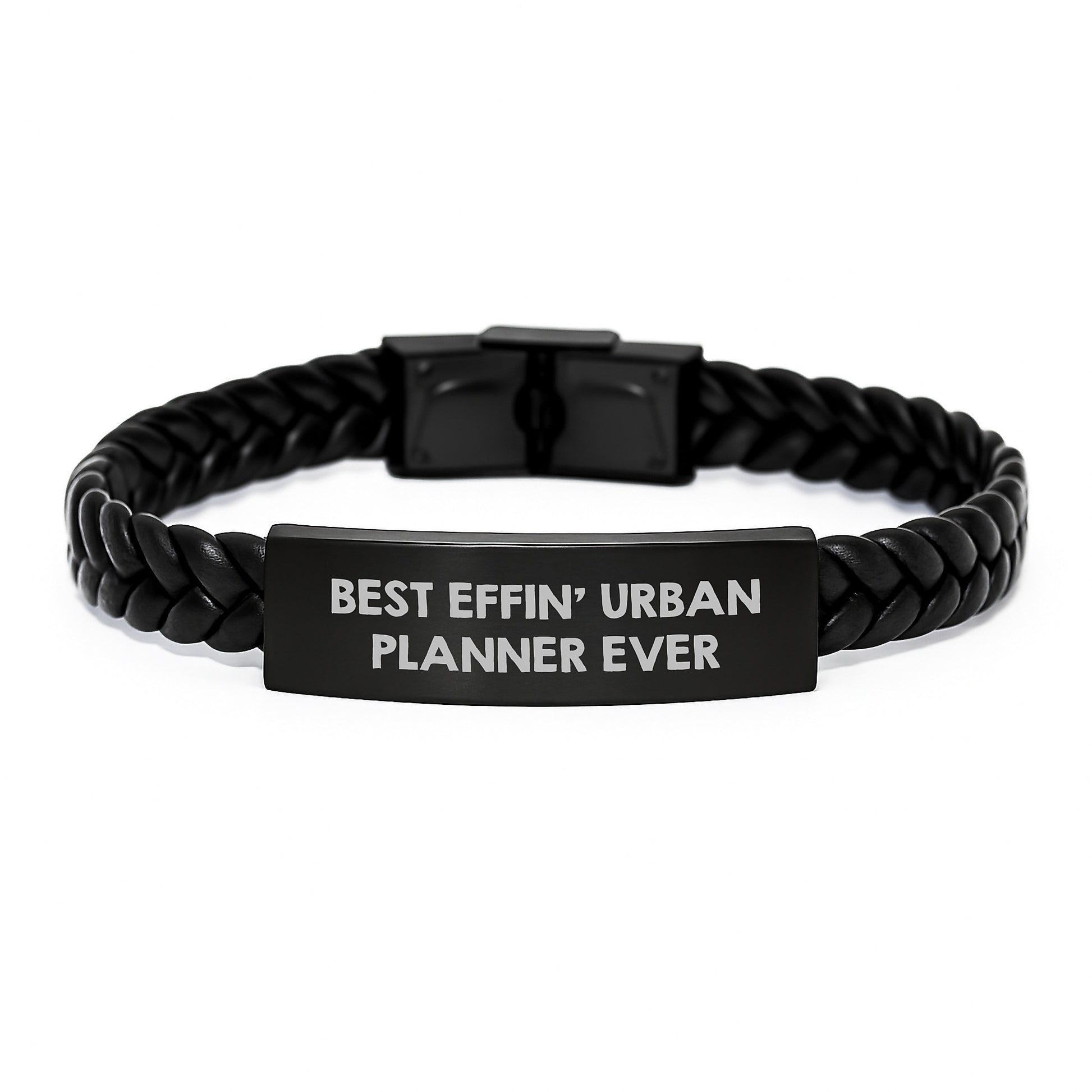 Unique Gifts for Urban Planner - Funny Interlaced Leather Bracelet, Best Effin' Urban Planner Ever Quote, Christmas Memorable Presents - Image 1
