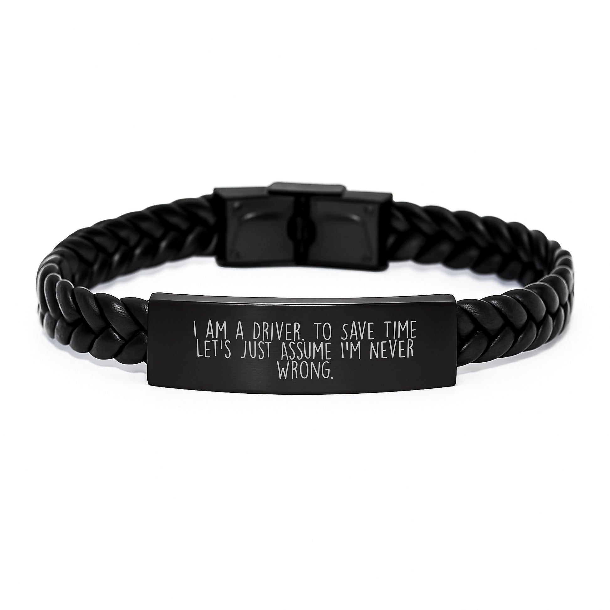 Driver Keepsake Interlaced Leather Bracelet Birthday Gift for Him - Image 1