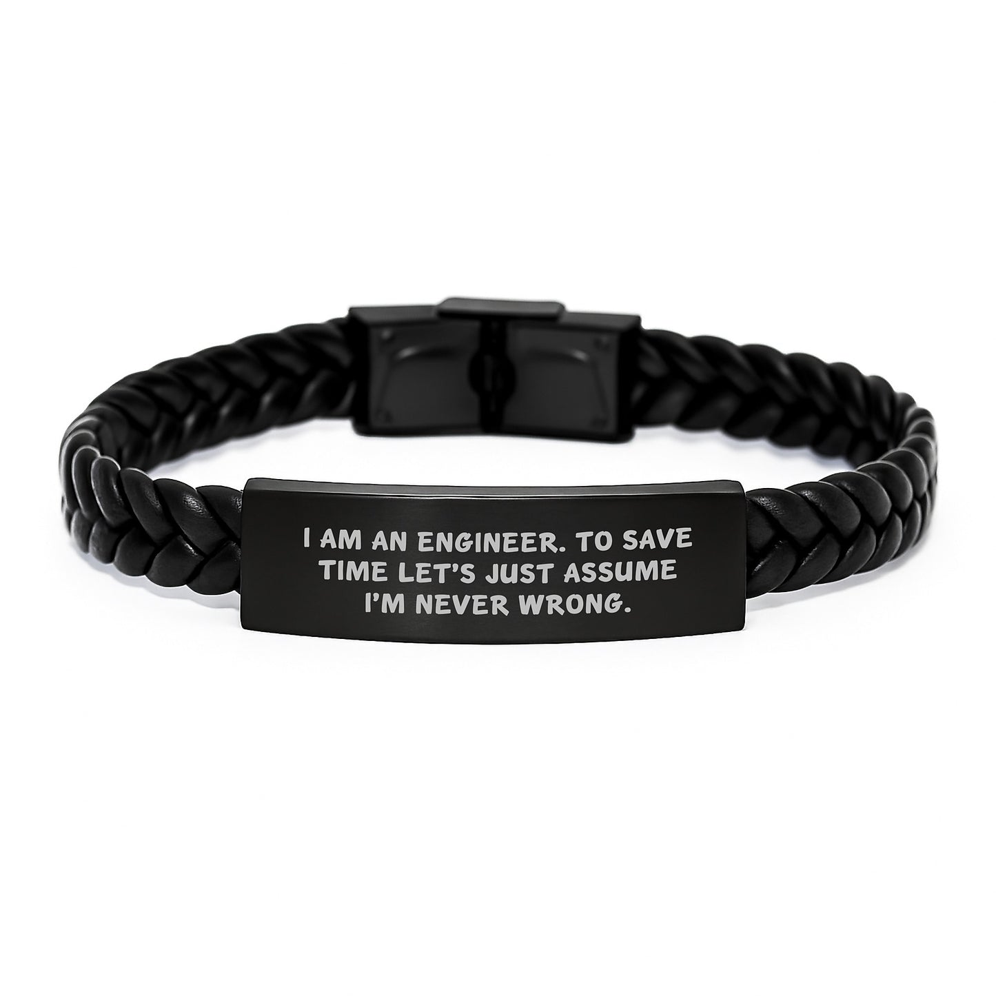Engineer Interlaced Leather Bracelet Keepsake Birthday Gift for Him - Image 1