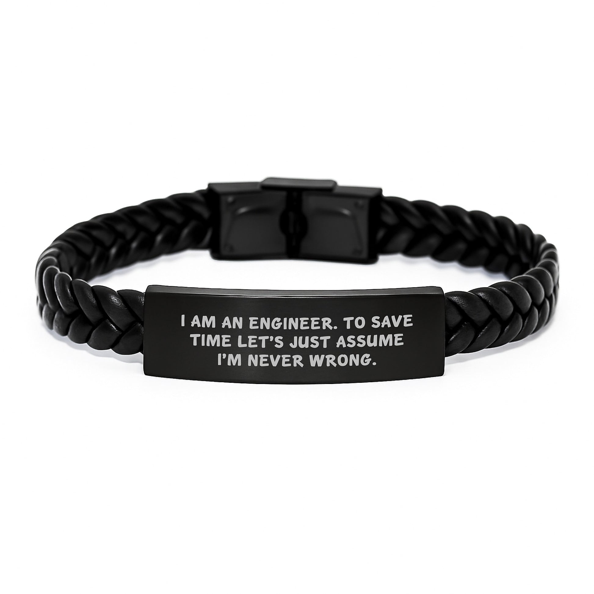 Engineer Interlaced Leather Bracelet Keepsake Birthday Gift for Him - Image 1