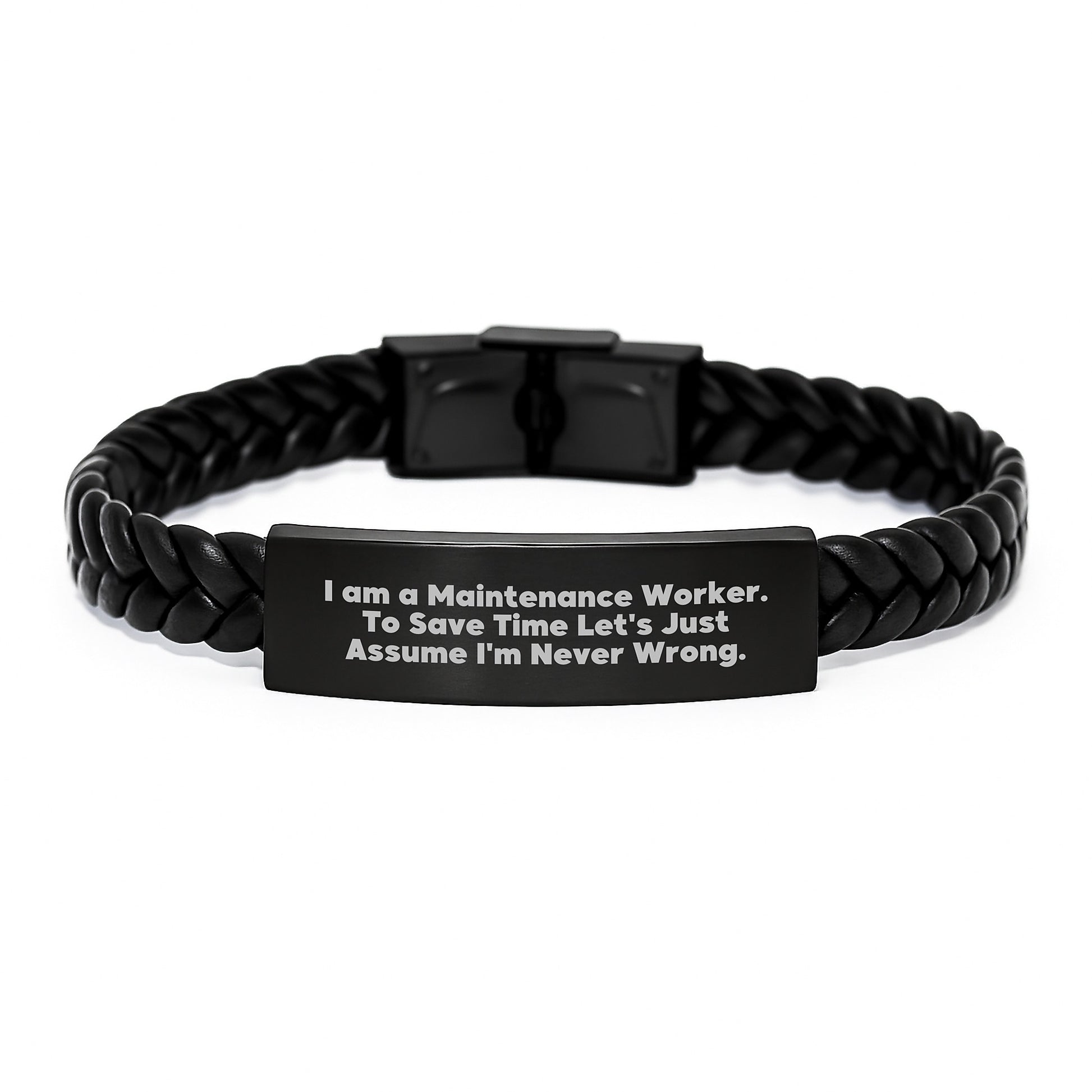 Maintenance Worker Interlaced Leather Bracelet for Him Birthday Gift - Image 1