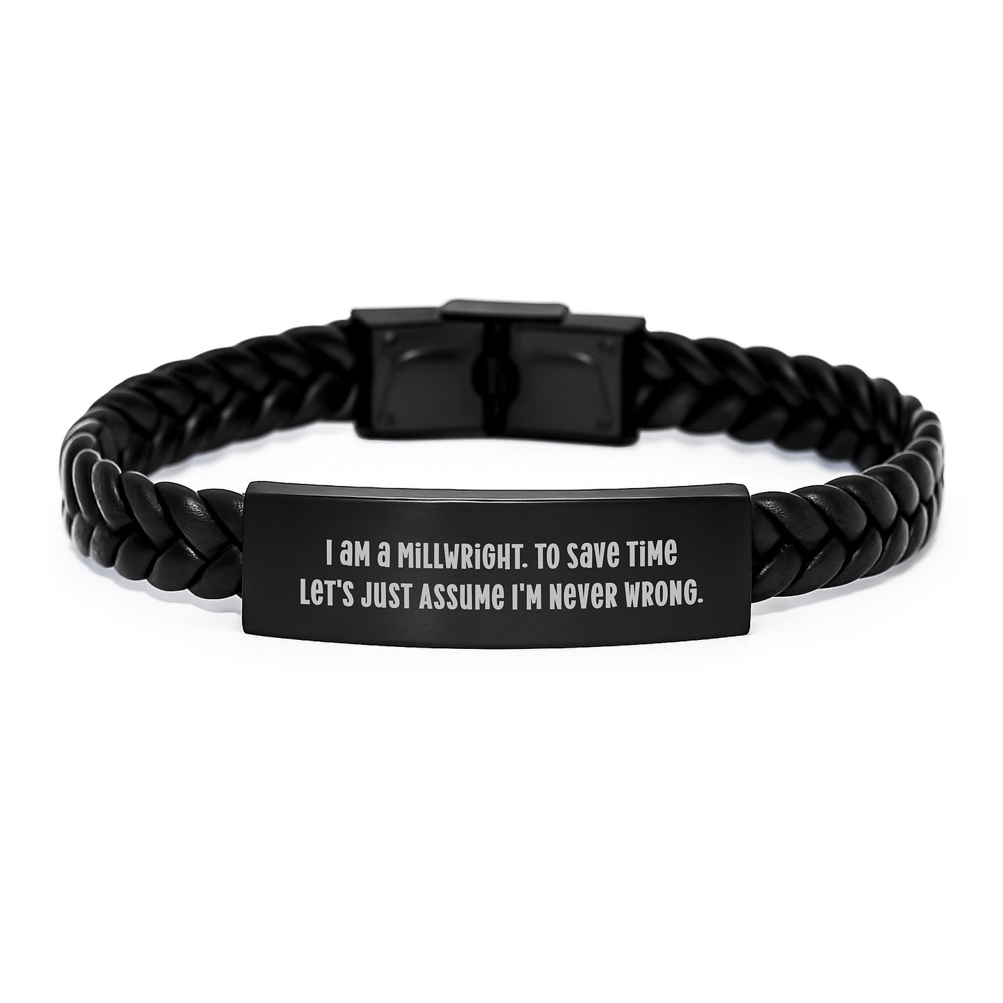 Millwright Keepsake Interlaced Leather Bracelet for Him Birthday Gift - Image 1