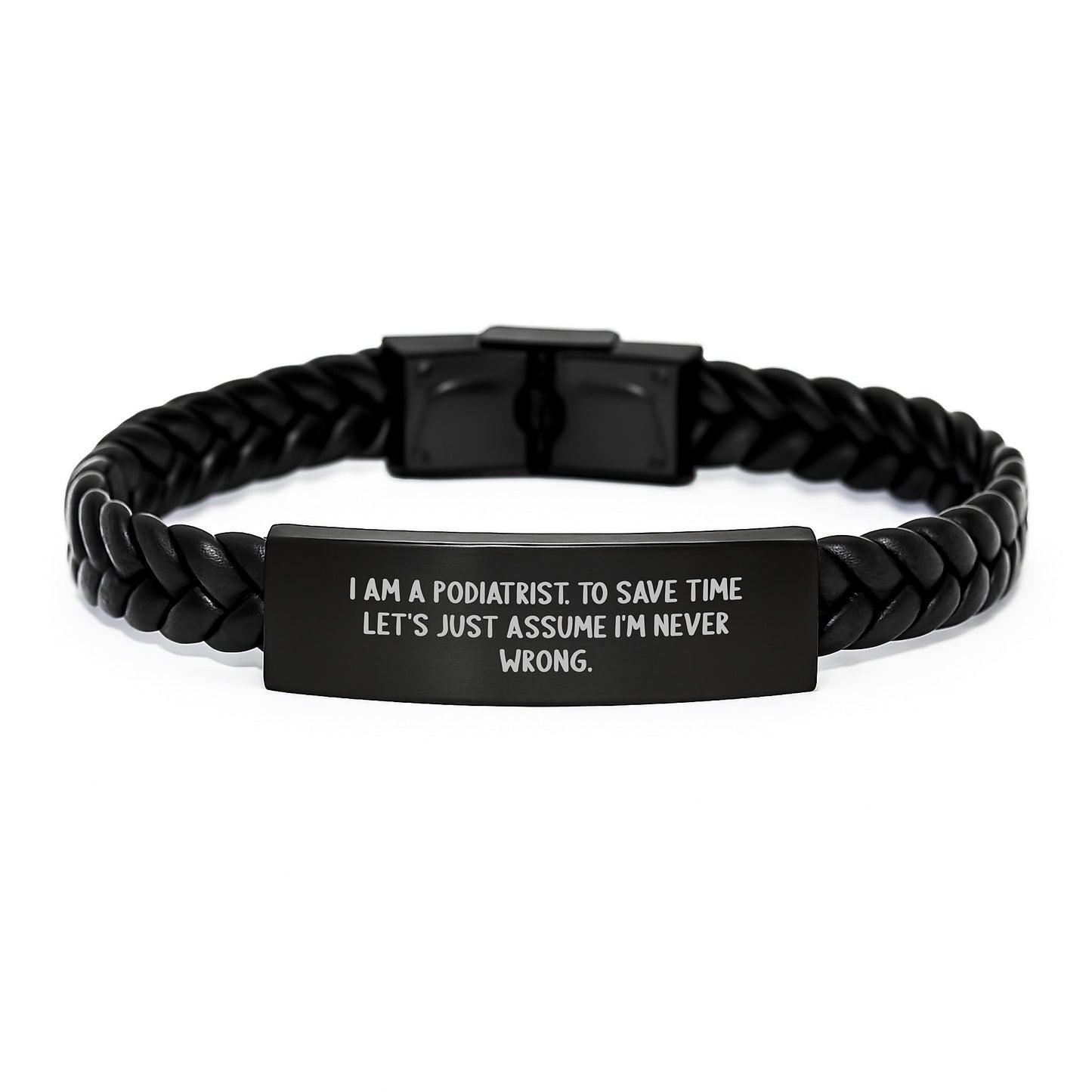 Podiatrist Keepsake Interlaced Leather Bracelet for Him Birthday Gift - Image 1