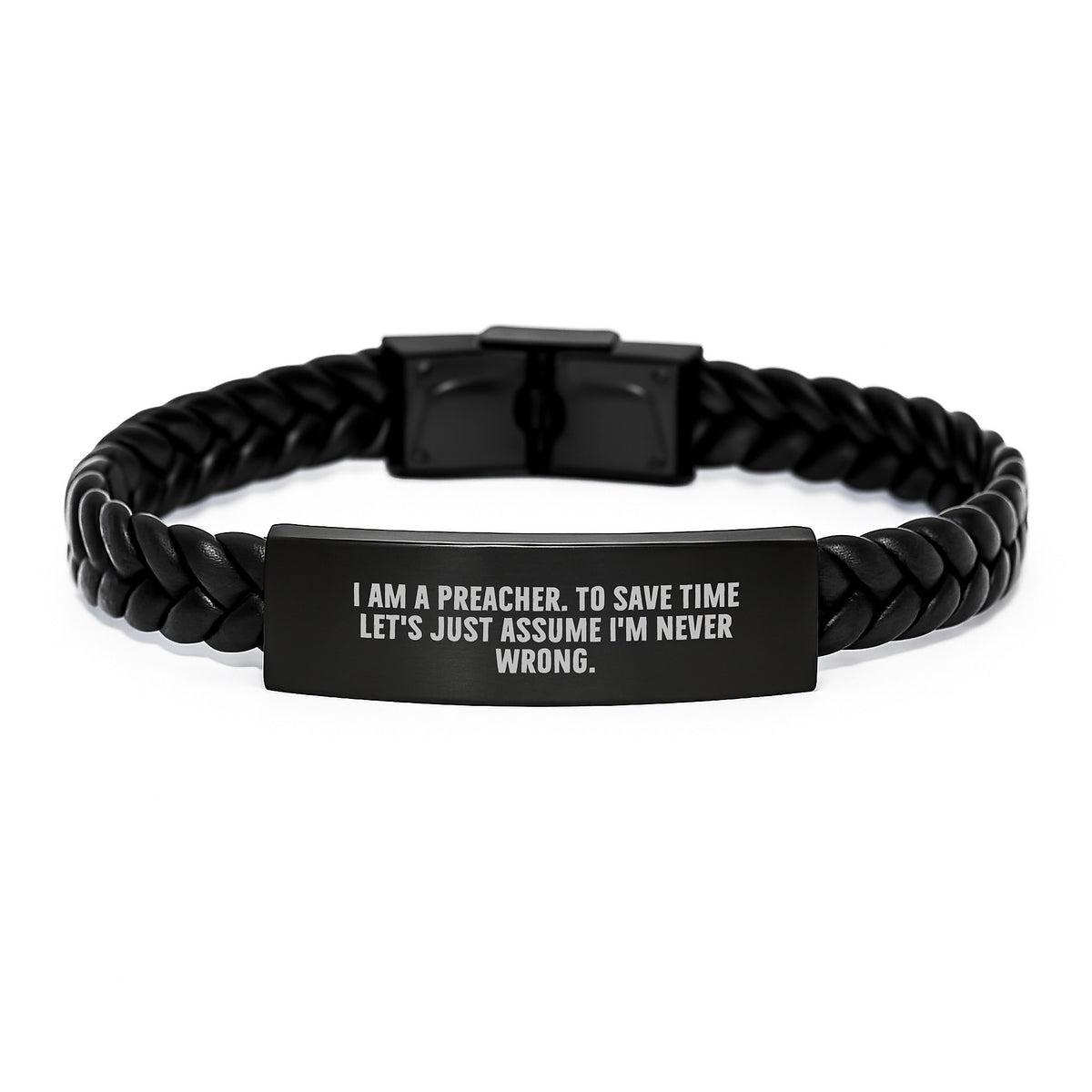 Preacher Keepsake Interlaced Leather Bracelet for Him Birthday Gift - Image 1