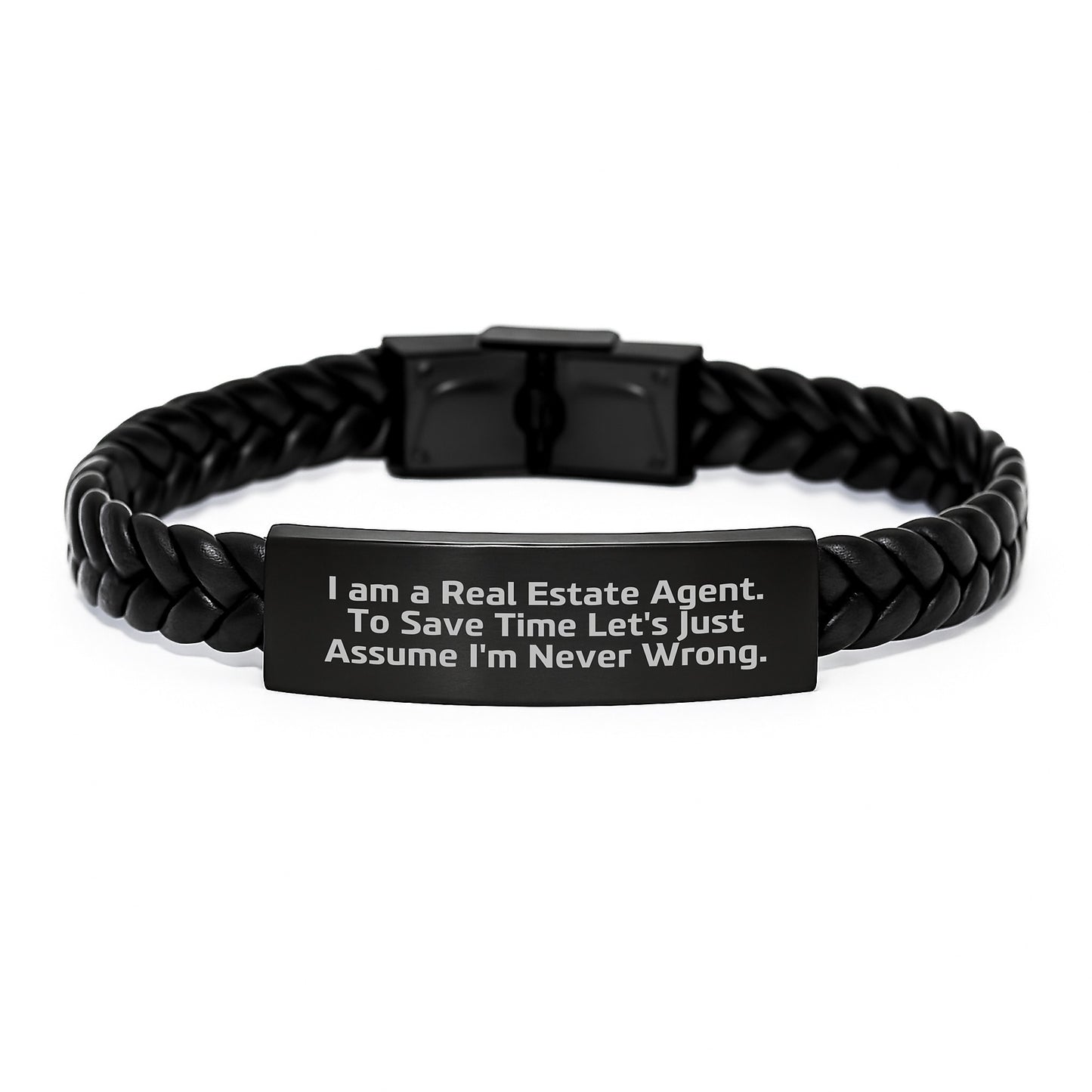 Real Estate Agent Interlaced Leather Bracelet for Him Birthday Gift - Image 1