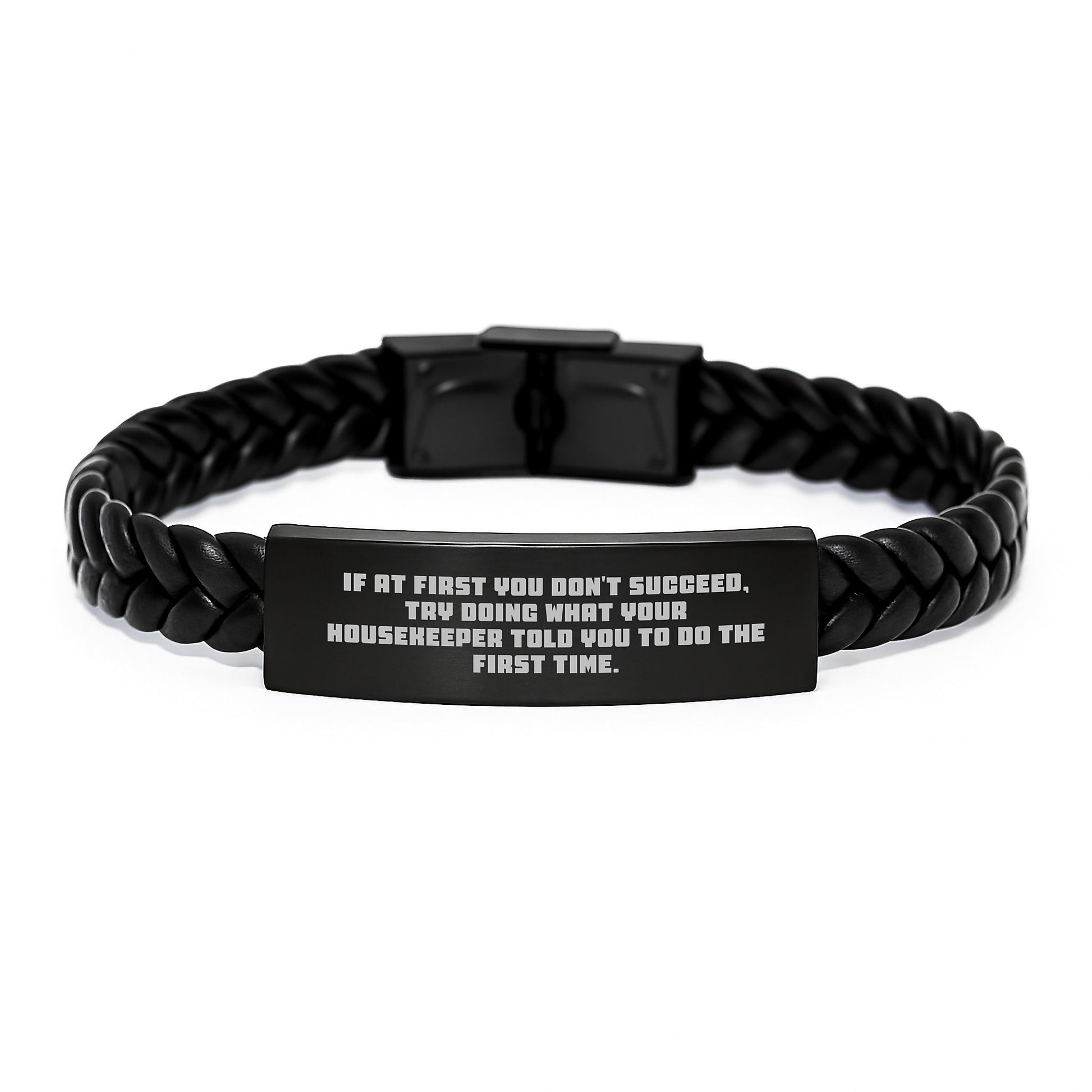 Housekeeper Keepsake Interlaced Leather Bracelet for Him Birthday Gift - Image 1