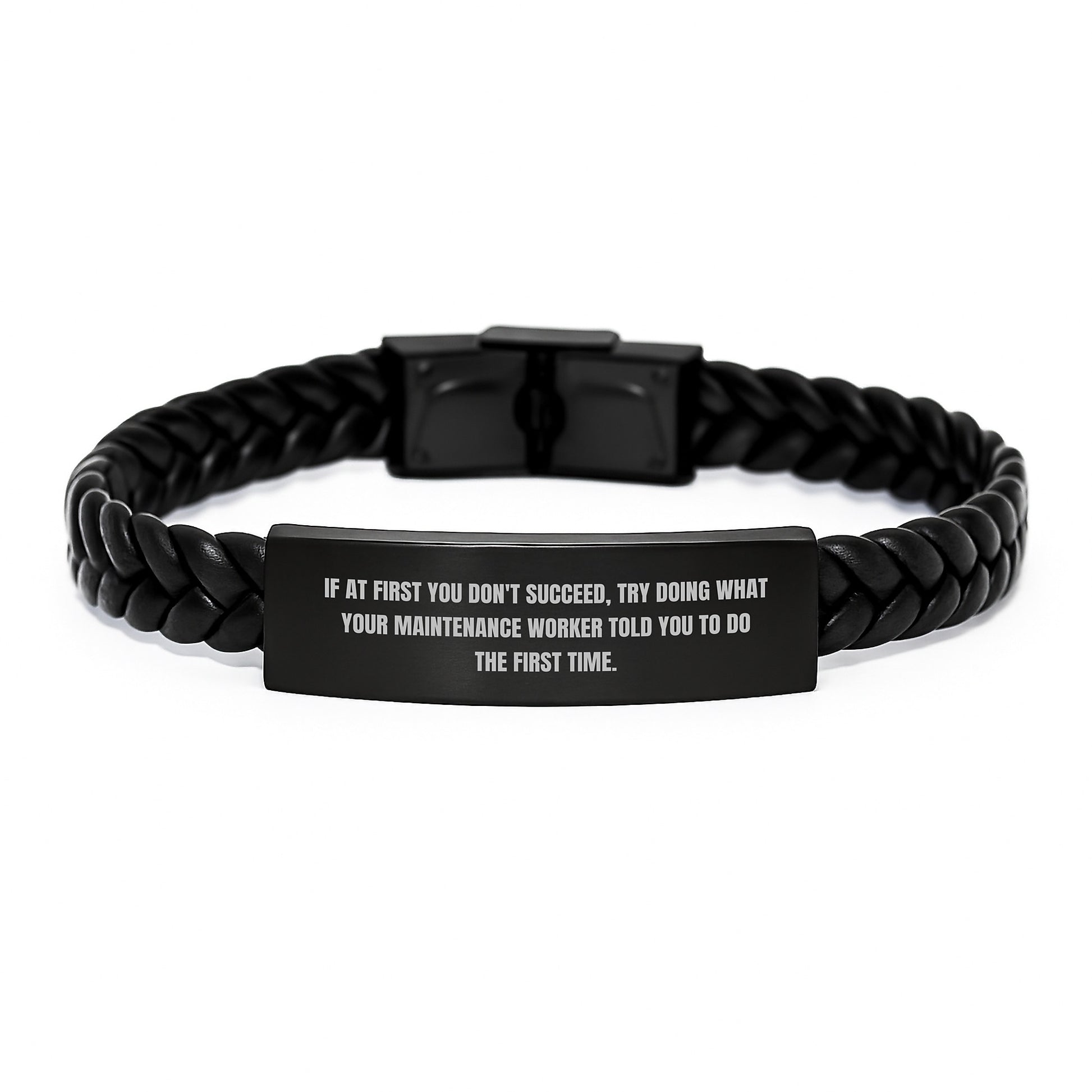 Birthday Gift Interlaced Leather Bracelet for Her Maintenance Worker - Image 1