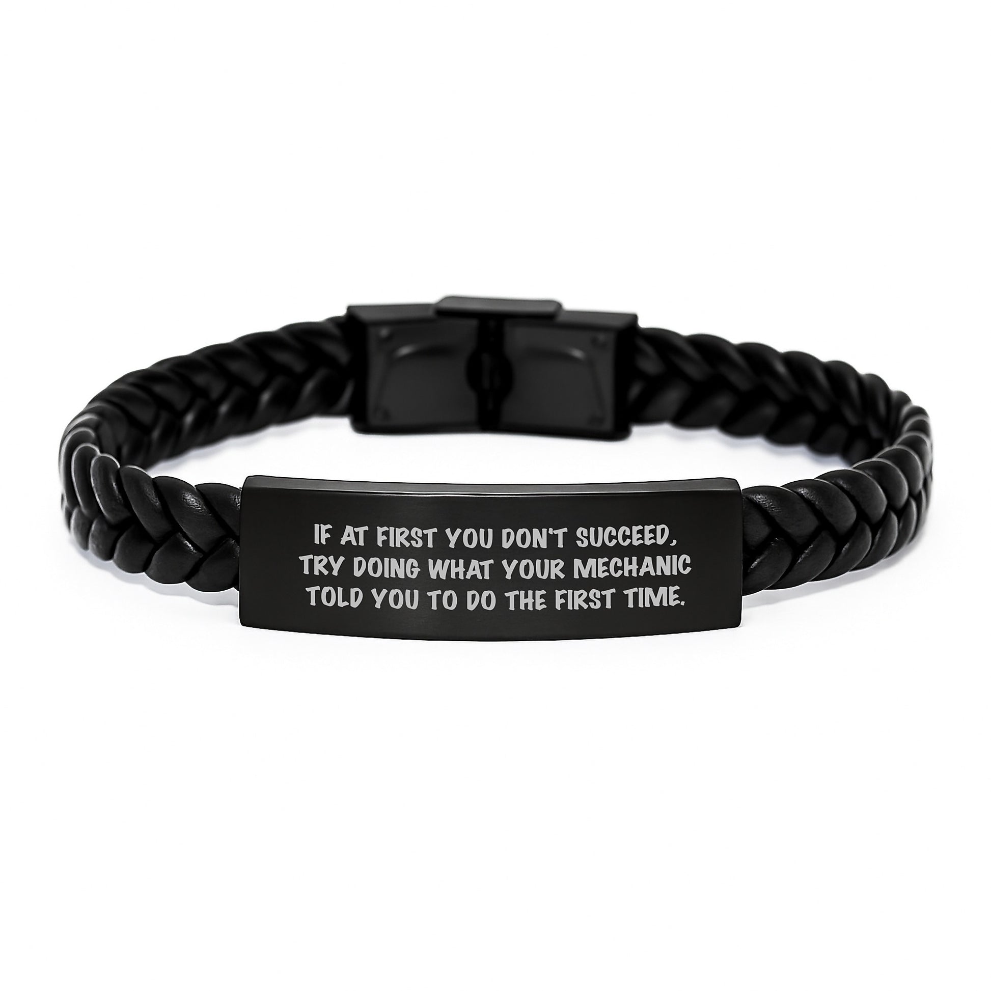 Mechanic Keepsake Interlaced Leather Bracelet for Him Birthday Gift - Image 1