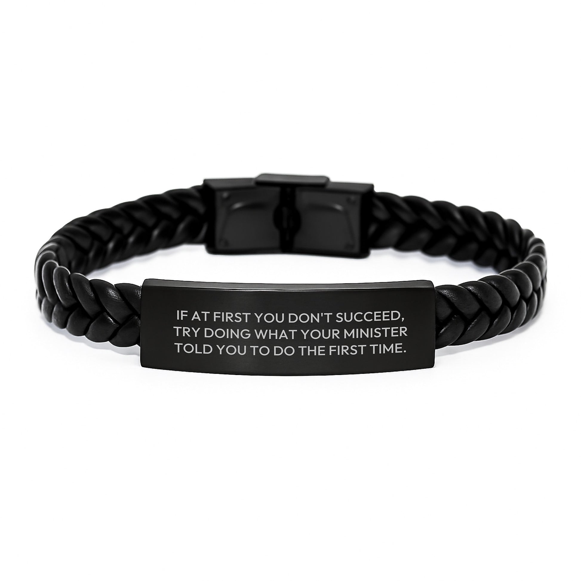 For Him Keepsake Minister Interlaced Leather Bracelet Birthday Gift - Image 1