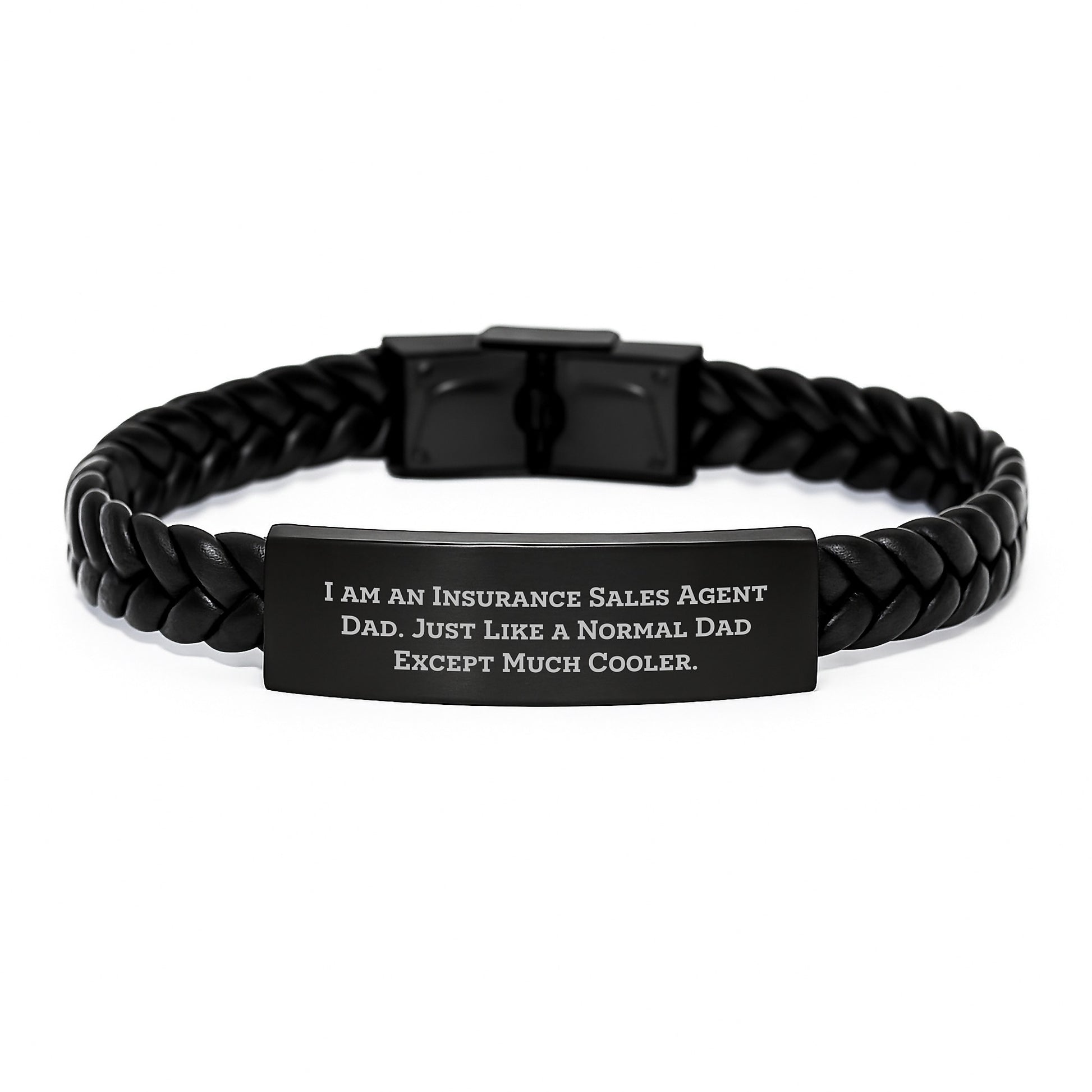 Dad Insurance Agent Keepsake Leather Bracelet for Him Birthday Gift - Image 1