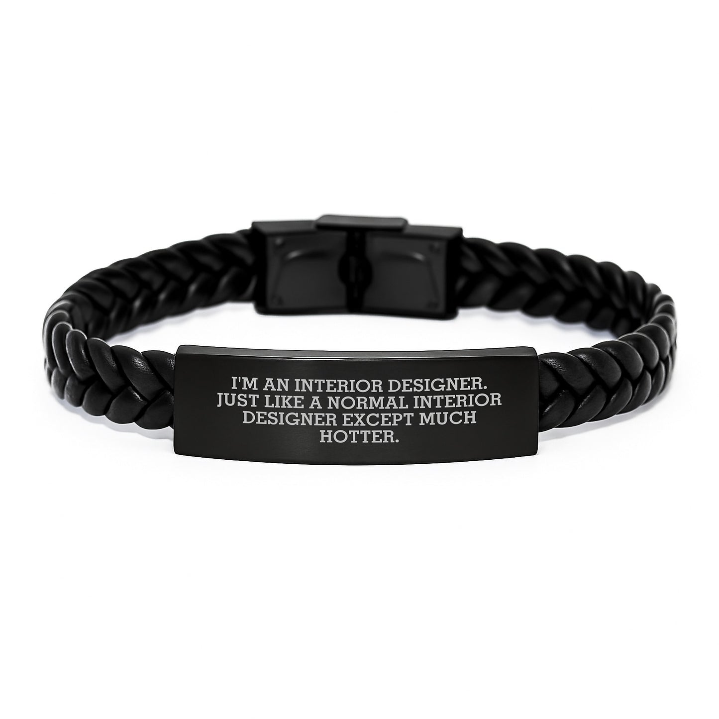 Interior Designer Gifts, Funny Quotes, Interlaced Leather Bracelet, Father's Day Unique Gifts from Husband to Interior Designer - Image 1
