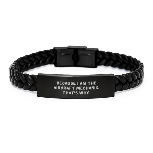 Bold Aircraft Mechanic Novelty Interlaced Leather Bracelet Gift - Image 1