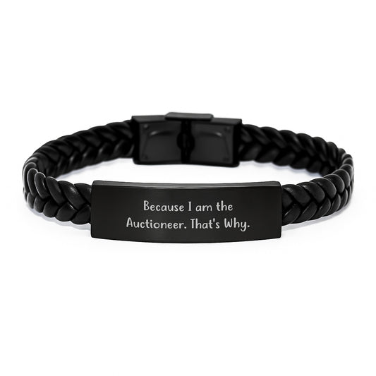 Auctioneer Keepsake Interlaced Leather Bracelet for Him Birthday Gift - Image 1