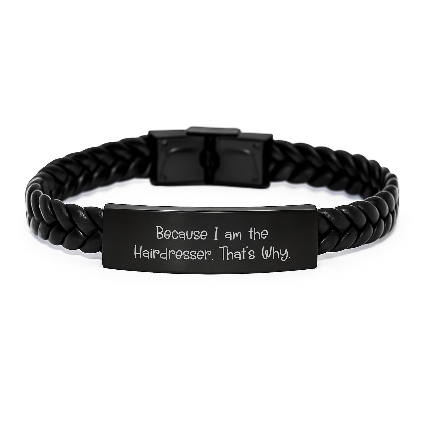 Hairdresser Keepsake Interlaced Leather Bracelet for Him Birthday Gift - Image 1
