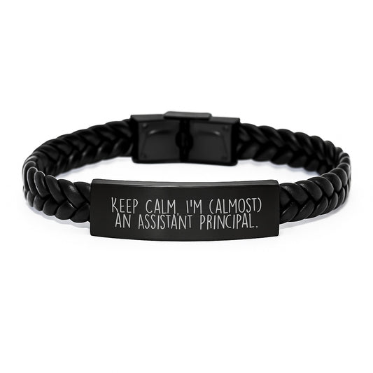 Assistant Principal Keepsake Leather Bracelet for Him Birthday Gift - Image 1