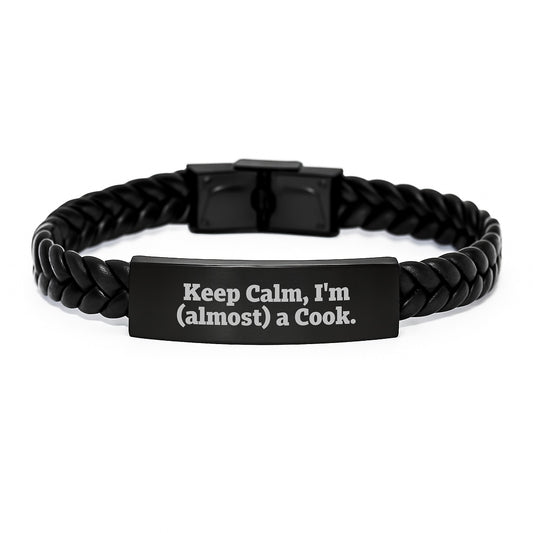 For Him Keepsake Birthday Gift Keep Calm I'm Almost a Cook Bracelet - Image 1