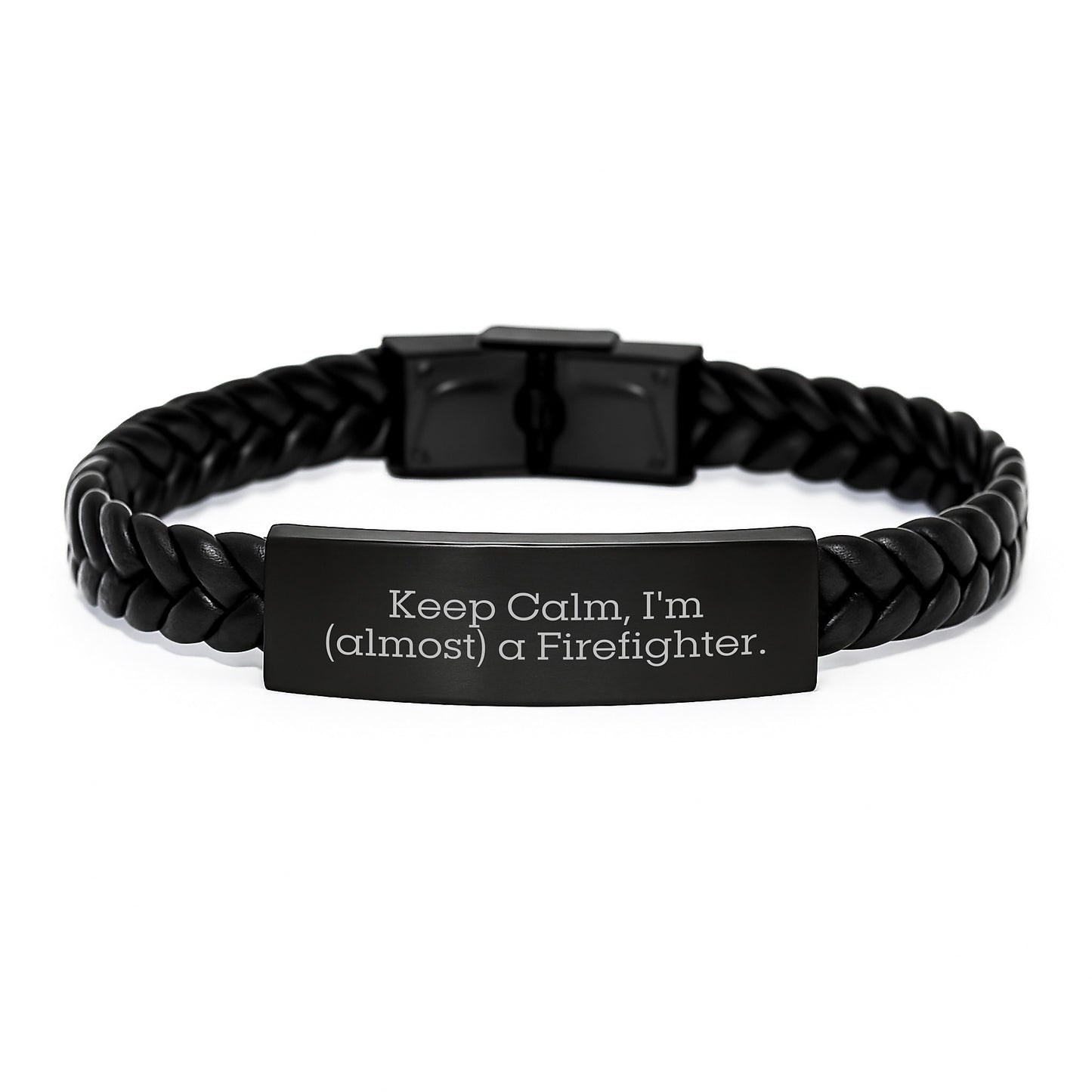Firefighter Keepsake Interlaced Leather Bracelet for Him Birthday Gift - Image 1