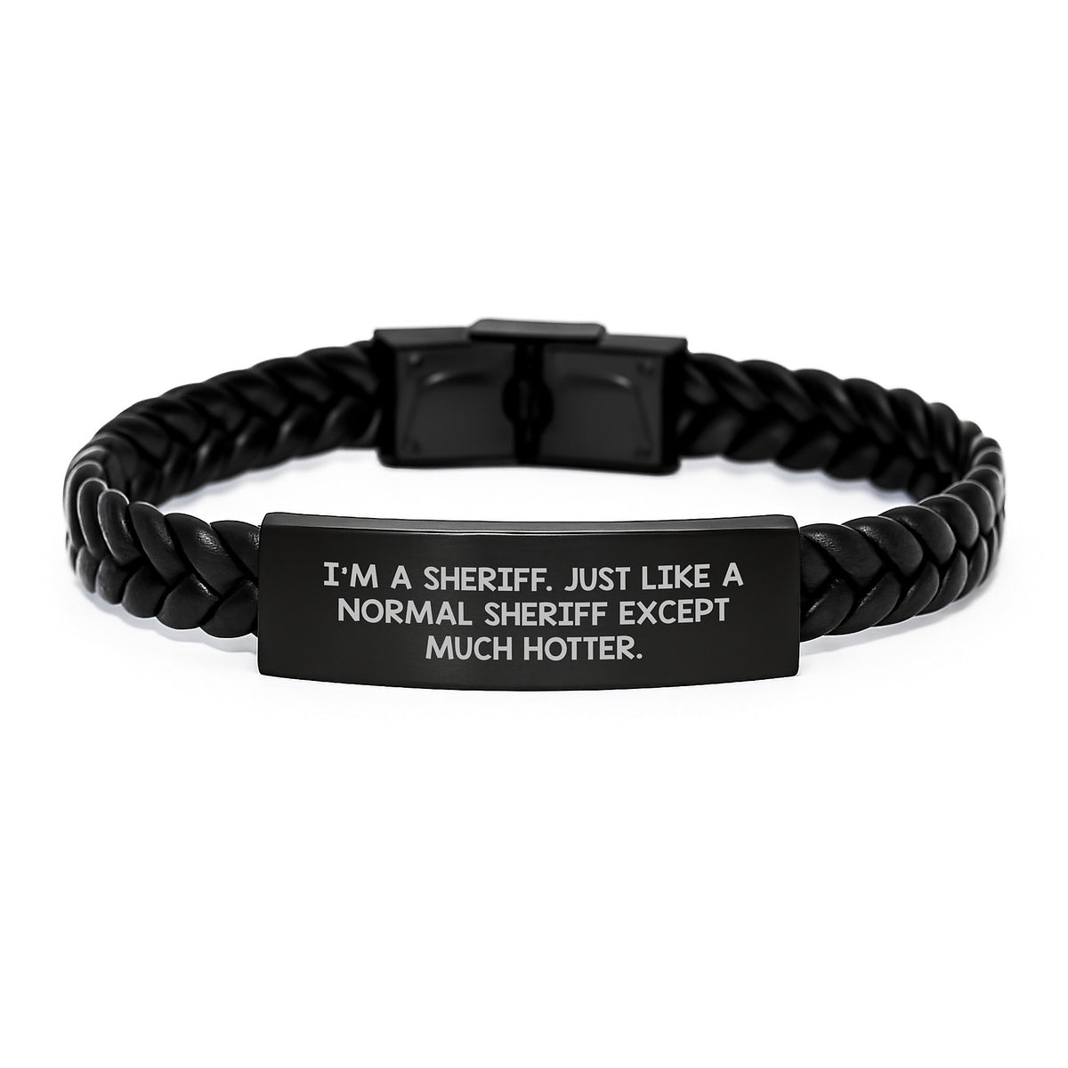 Funny Sheriff Gifts for Men, Unique Sheriff Interlaced Leather Bracelet, Hotter Sheriff Style, Gifts from Friends, Father's Day Unique Gifts for Sheriff - Image 1