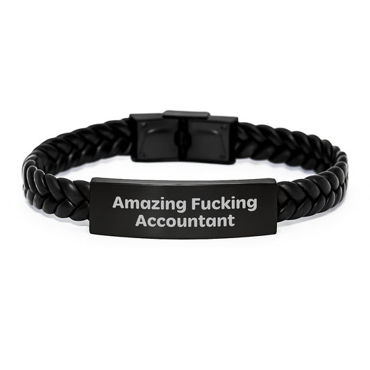 Christmas Gift for Her - Amazing Fucking Accountant Interlaced Bracelet - Image 1