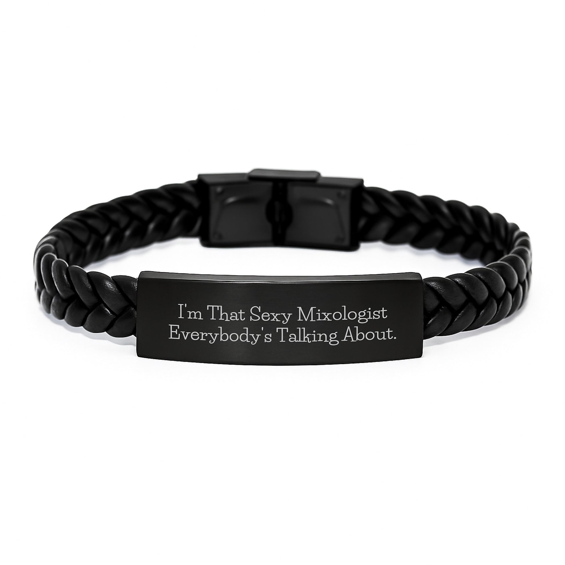 Funny Quote Mixologist Gifts for Men - Stainless Steel and PU Leather Interlaced Leather Bracelet - Birthday Unique Gifts from Friends - Image 1