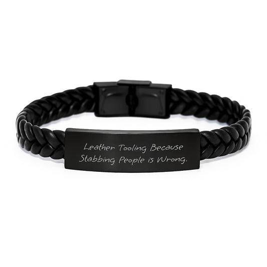 Funny Leather Tooling Interlaced Leather Bracelet Gifts from Friends, Family, Coworkers for Men, Women, Christmas Unique Presents - Image 1