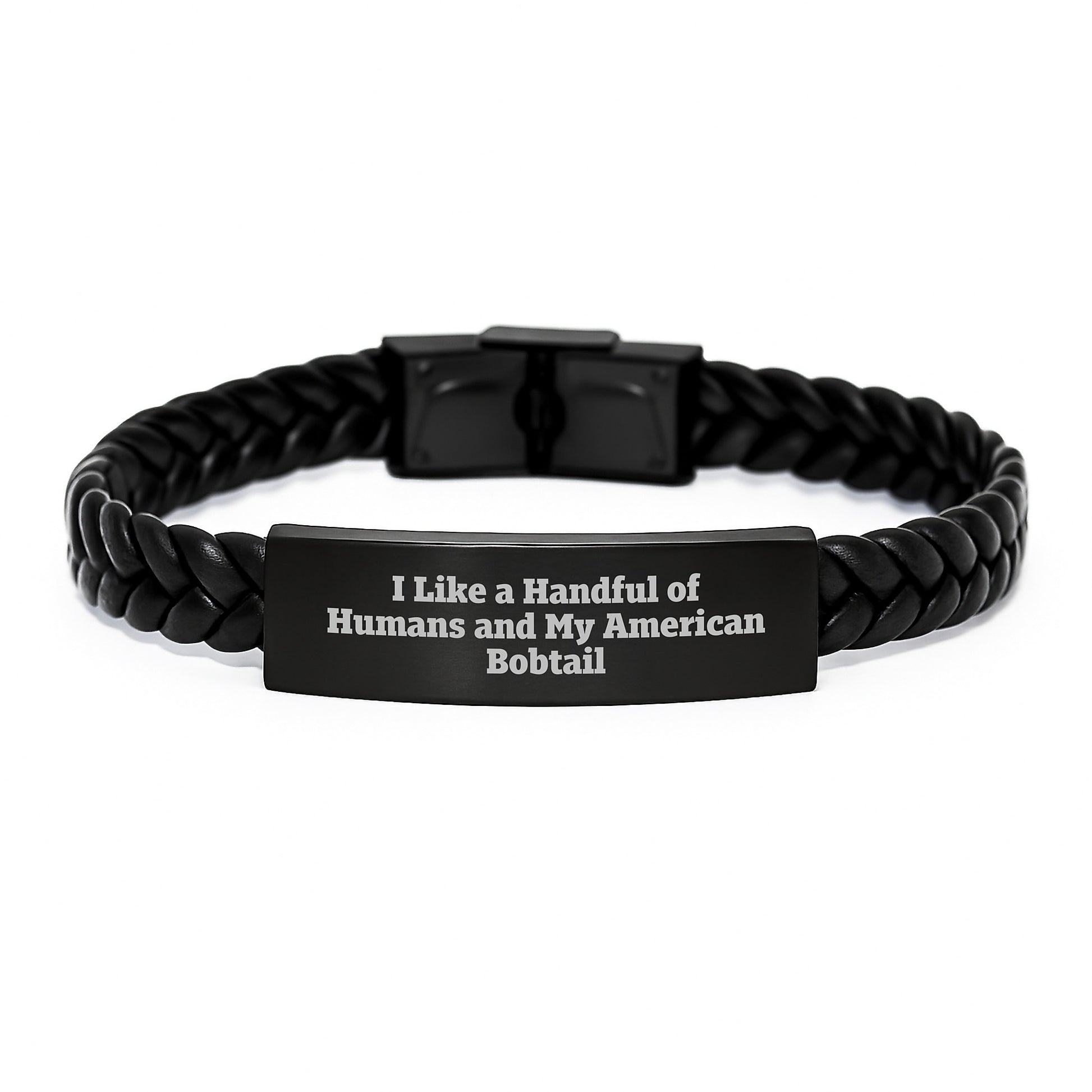 Funny American Bobtail Cat Lover Gifts from Friends for Men - Interlaced Leather Bracelet for Graduation Unique Gifts - Image 1