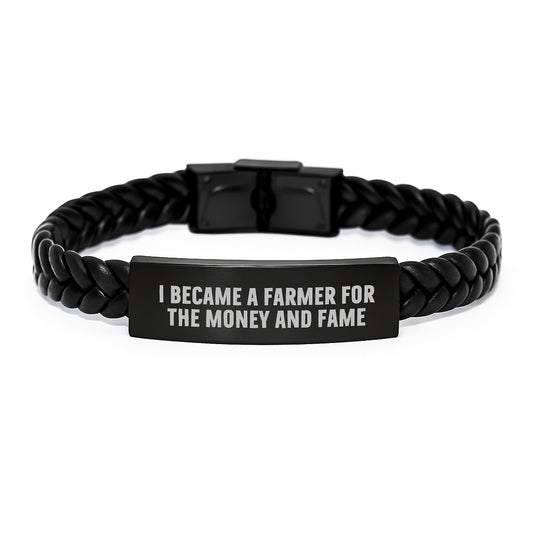 Funny Farmer Gifts for Him, Unique Birthday Unique Gifts from Friends to Farmer Men, Interlaced Leather Bracelet with Stainless Steel and PU Leather for Farmer - Image 1