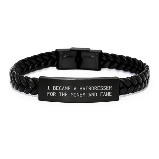 Funny Hairdresser Quotes Interlaced Leather Bracelet Gifts for Hairdresser Birthday from Friends - Image 1