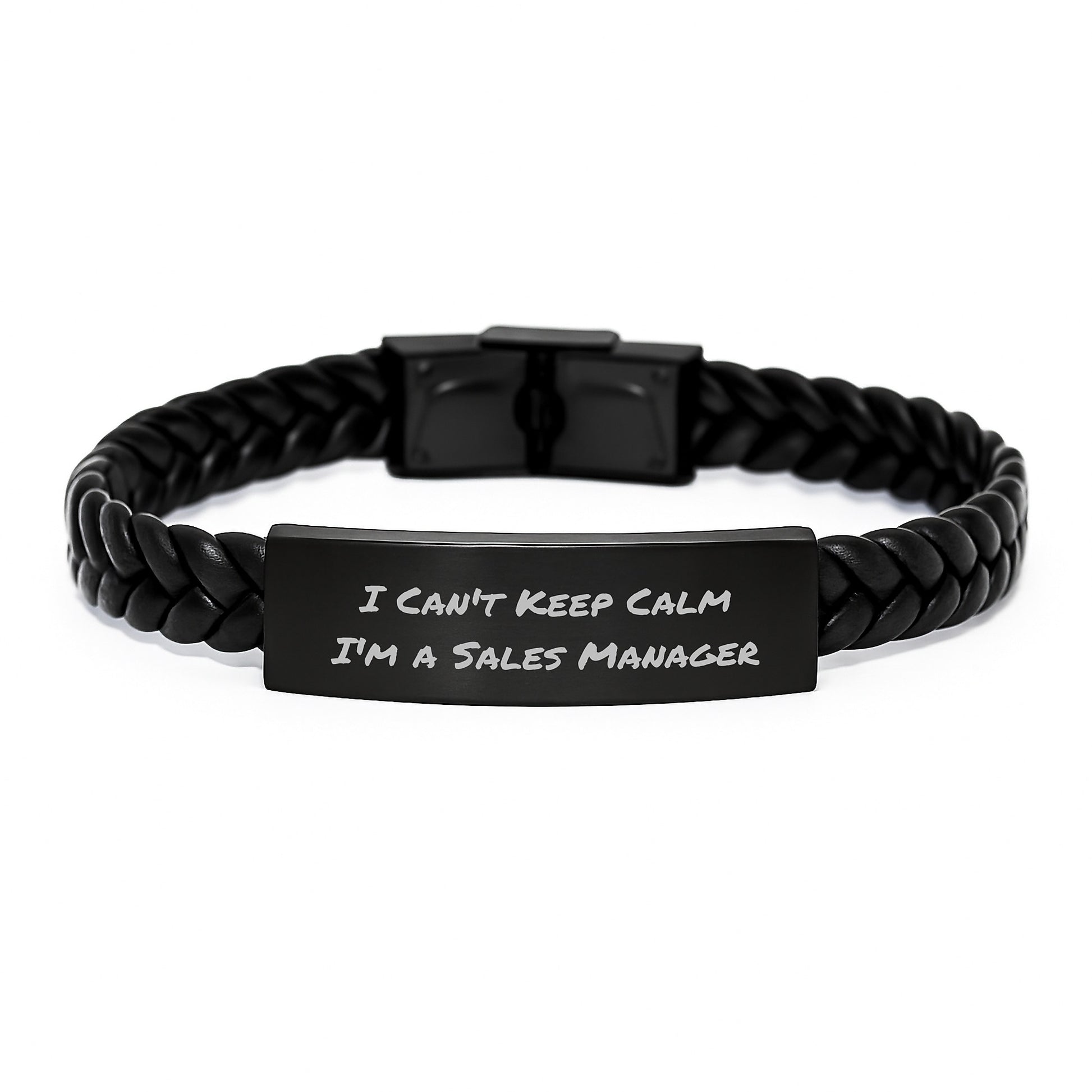 Funny Sales Manager Gifts for Men, 'I Can't Keep Calm I'm A Sales Manager' Interlaced Leather Bracelet, Birthday Unique Gifts from Friends - Image 1
