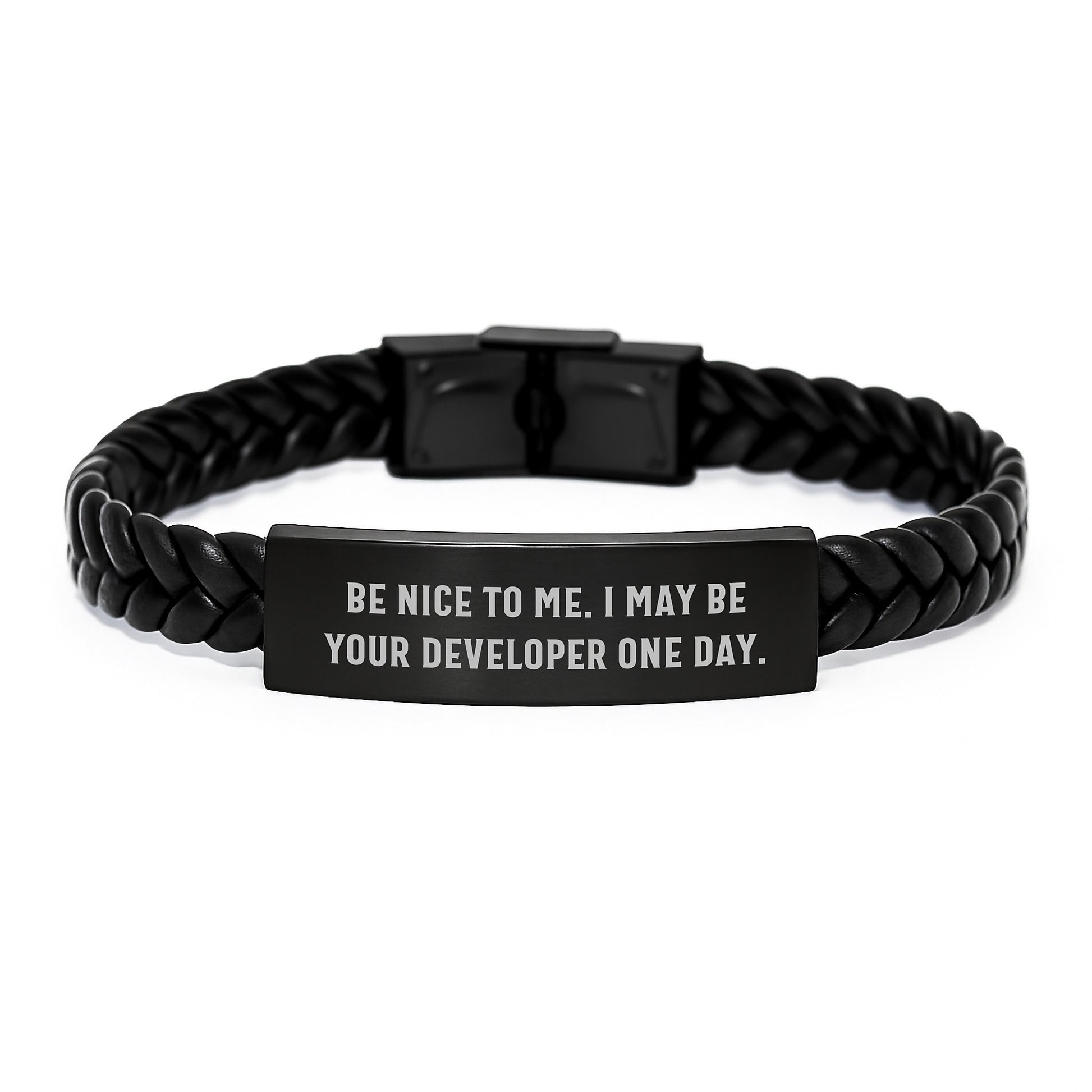 Funny Developer Quotes Interlaced Leather Bracelets Gifts from Men to Developer Friends at Christmas Unique - Image 1