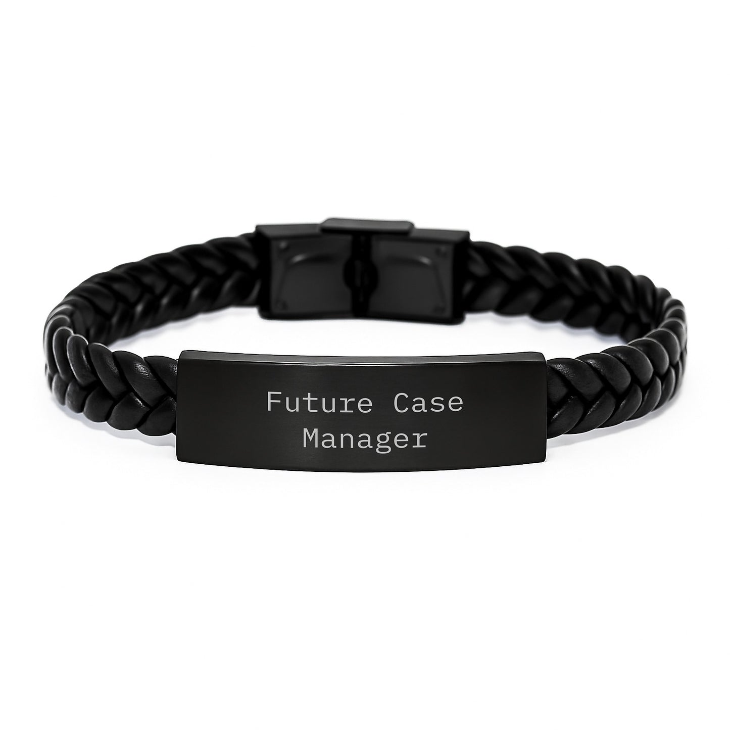 Funny Quote for Case Manager, Unique Christmas Unique Gifts for Him, Interlaced Leather Bracelet for Men, Gifts from Family for Future Case Manager - Image 1