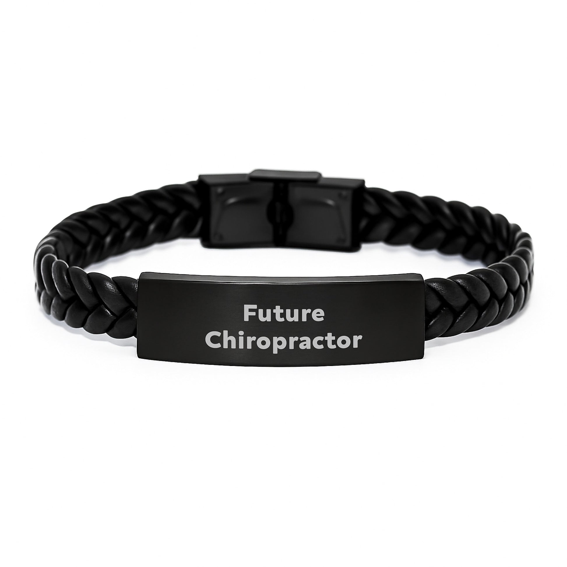 Funny Chiropractor Inspirational Christmas Unique Gift for Future Chiropractor Men, Interlaced Leather Bracelet with Quote - Gifts from Friends to Chiropractor - Image 1