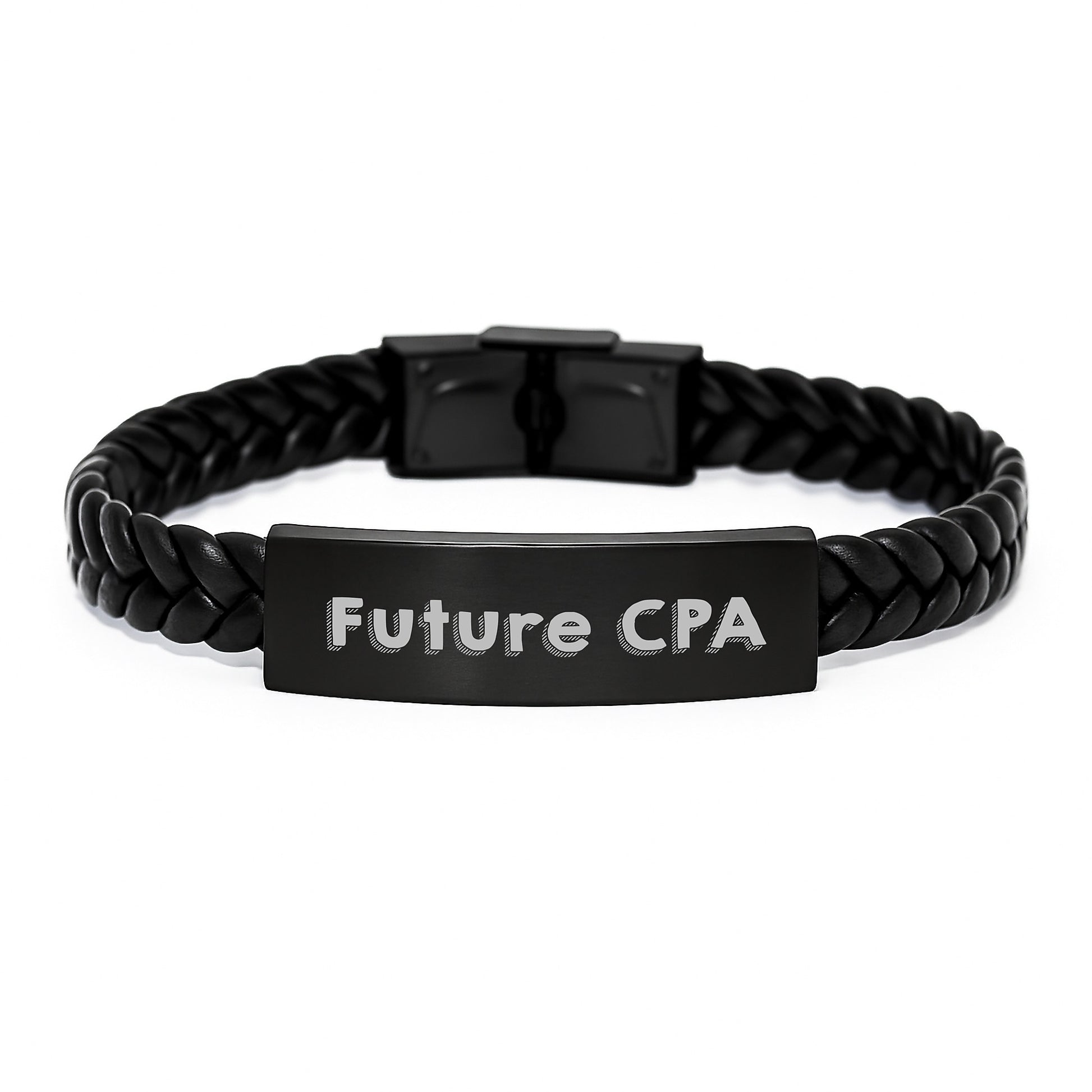 Funny Future CPA Wishes Interlaced Leather Bracelet, Gifts for Future CPAs, Birthday Unique Gifts from Friends to Family - Image 1