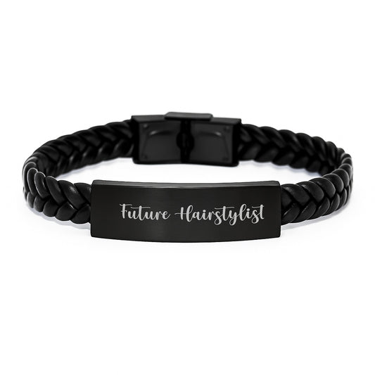 Funny Future Hairstylist Gifts, Interlaced Leather Bracelet for Hairstylist, Unique Birthday Unique Gifts from Friends to Hairstylist, Gifts for Future Hairstylist - Image 1