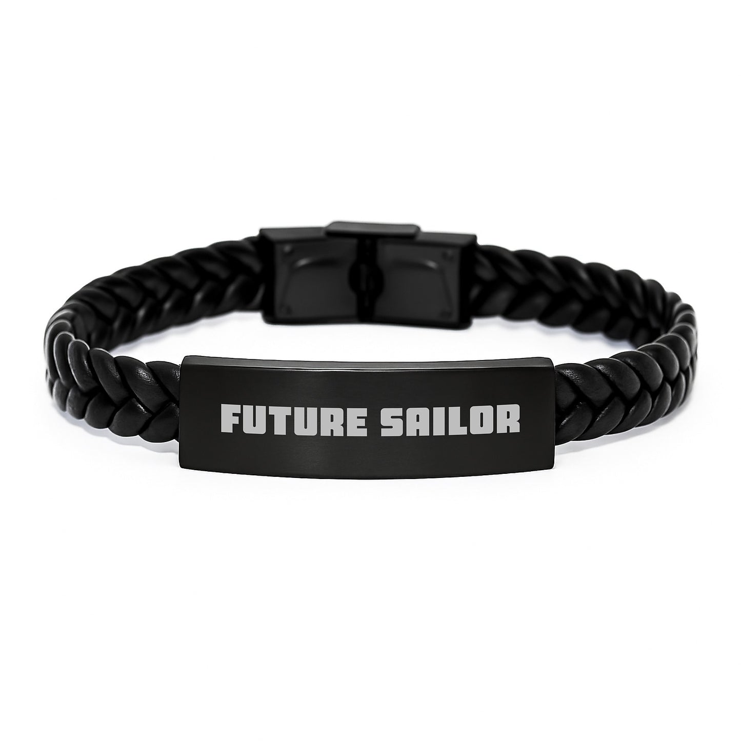 Future Sailor Gifts from Family - Inspirational Interlaced Leather Birthday Bracel, Unique Sailor Symbolic Accessories, Stainless Steel PU Leather 7.87 inches, Engraved Durable - Image 1