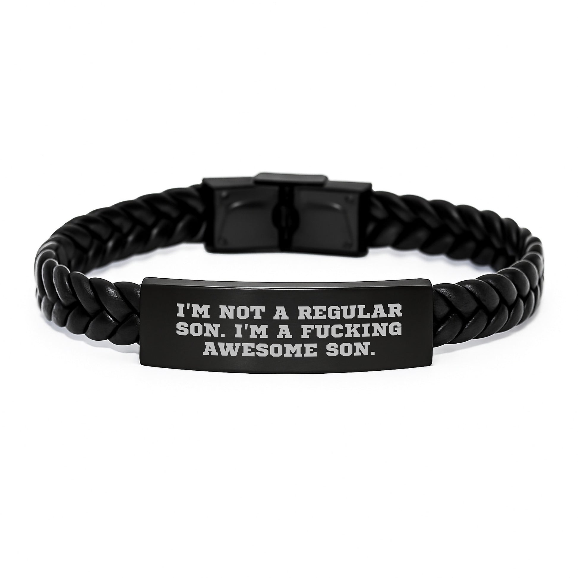 Funny Son Gifts, Interlaced Leather Bracelet from Dad, Christmas Unique Presents for Men - Image 1