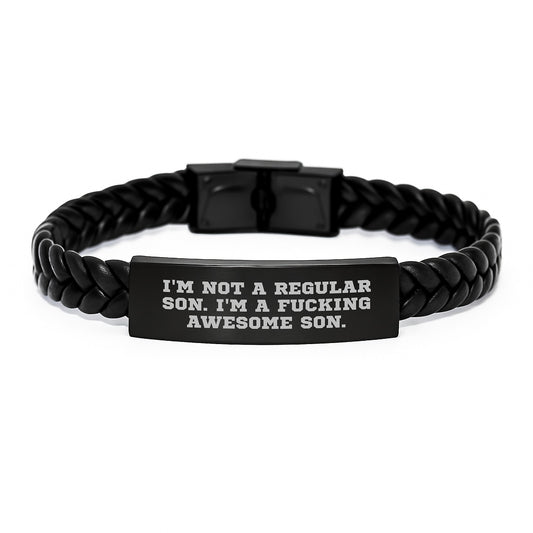 Funny Son Gifts, Interlaced Leather Bracelet from Dad, Christmas Unique Presents for Men - Image 1