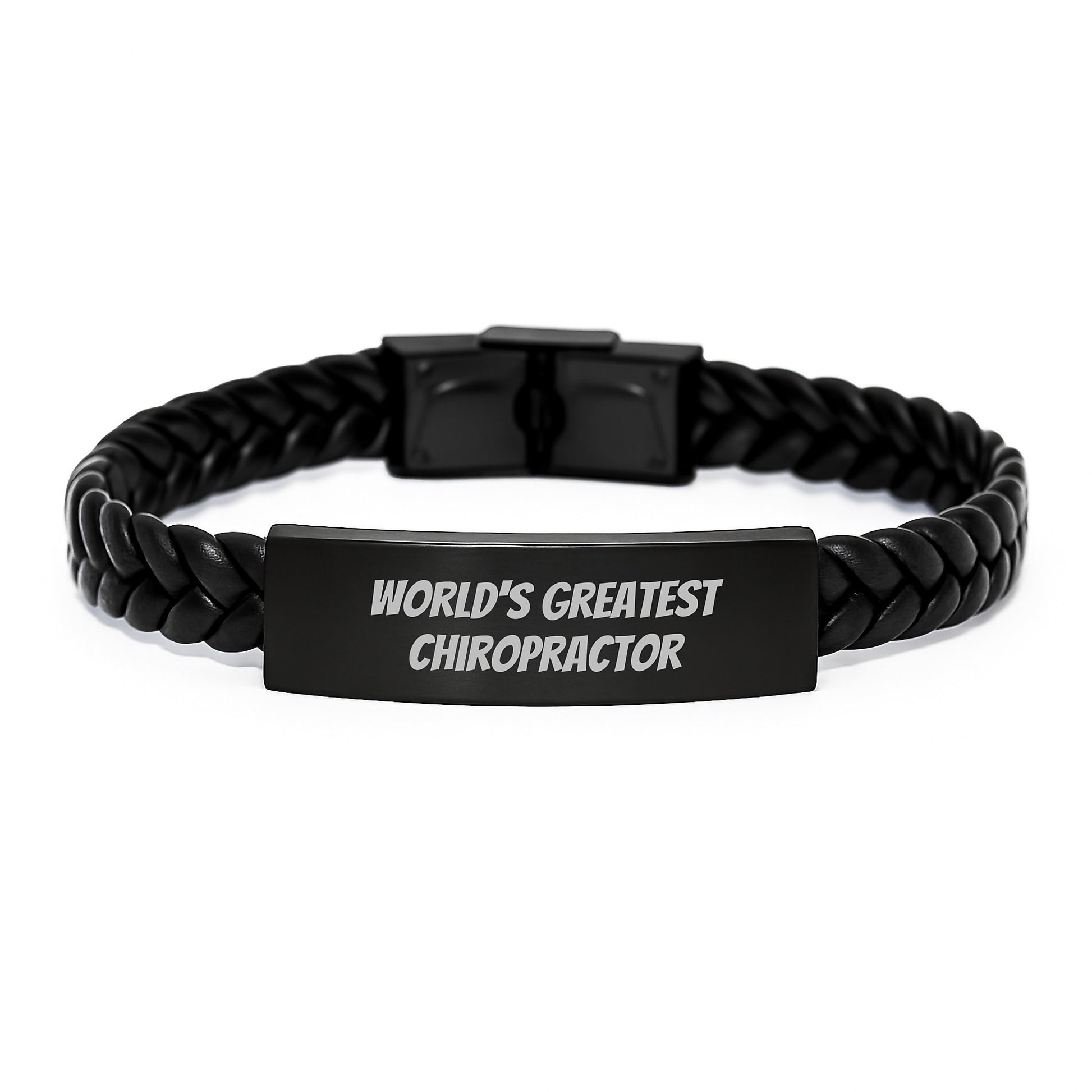 Funny Quote for 'World's Greatest Chiropractor' Interlaced Leather Bracelet Gifts for Chiropractors from Friends - Unique Father's Day Unique Gifts for Chiropractor Men - Image 1