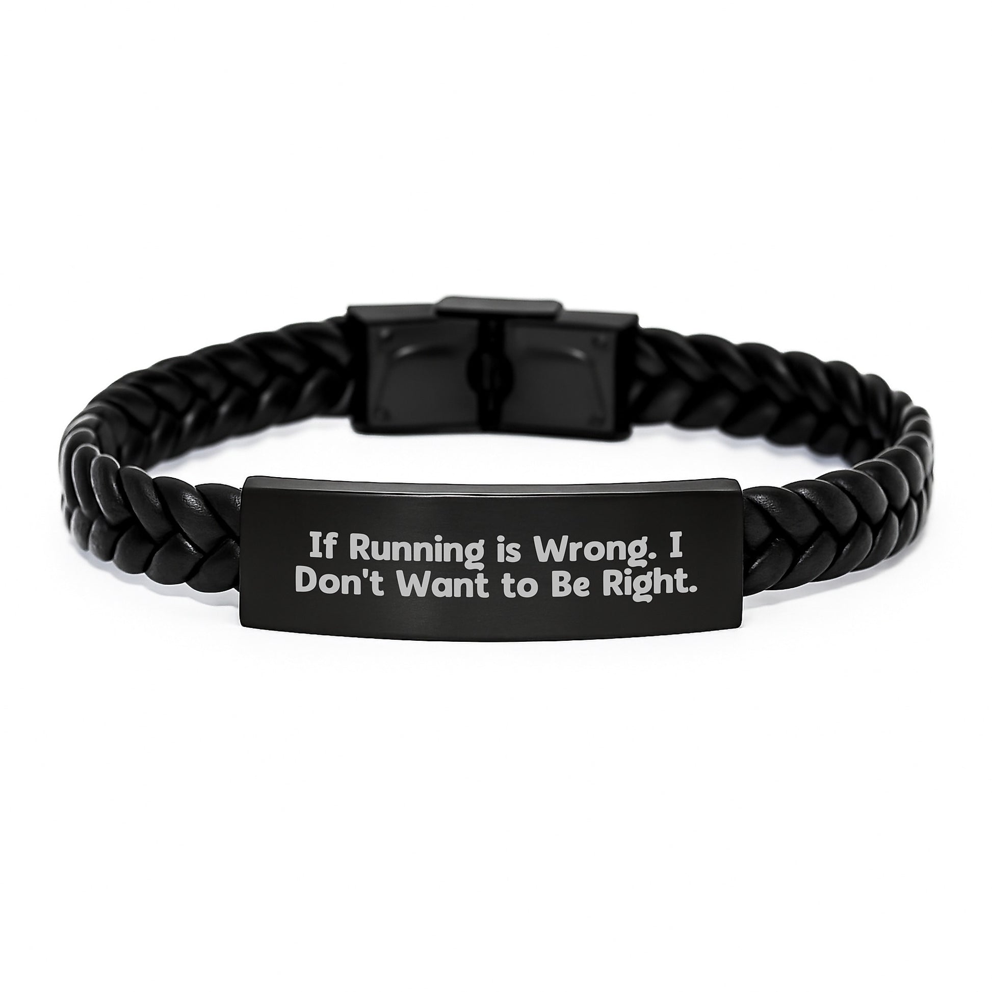 Funny Running Motivational Gifts for Men from Friends on Birthday Unique Occasion Interlaced Leather Bracelet - Image 1