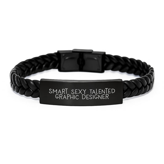 Smart Sexy Talented Graphic Designer Gifts from Friends, Interlaced Leather Bracelet for Graphic Designers, Christmas Unique Gift - Image 1