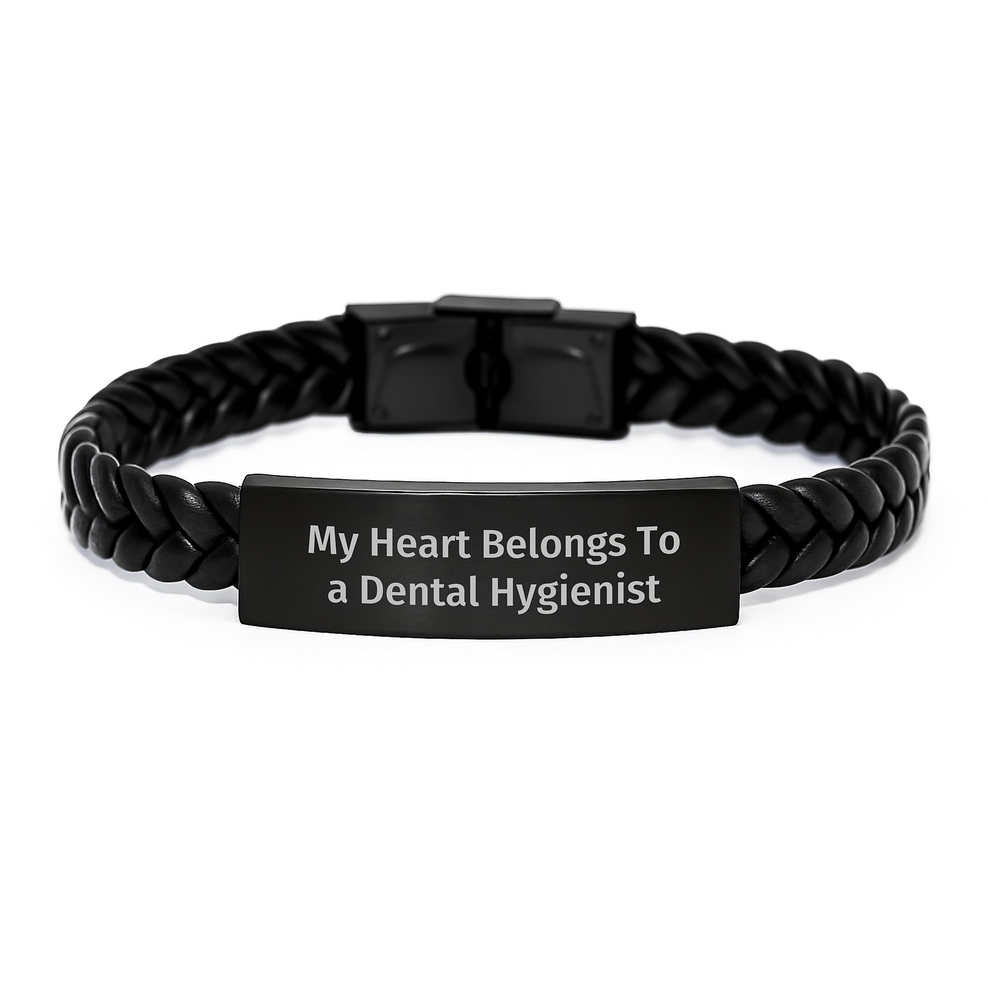 Funny Inspirational Dental Hygienist Gifts from Men to Women, Interlaced Leather Bracelet with Engraved Stainless Steel, Perfect Christmas Unique Gifts for Dental Hygienist - Image 1