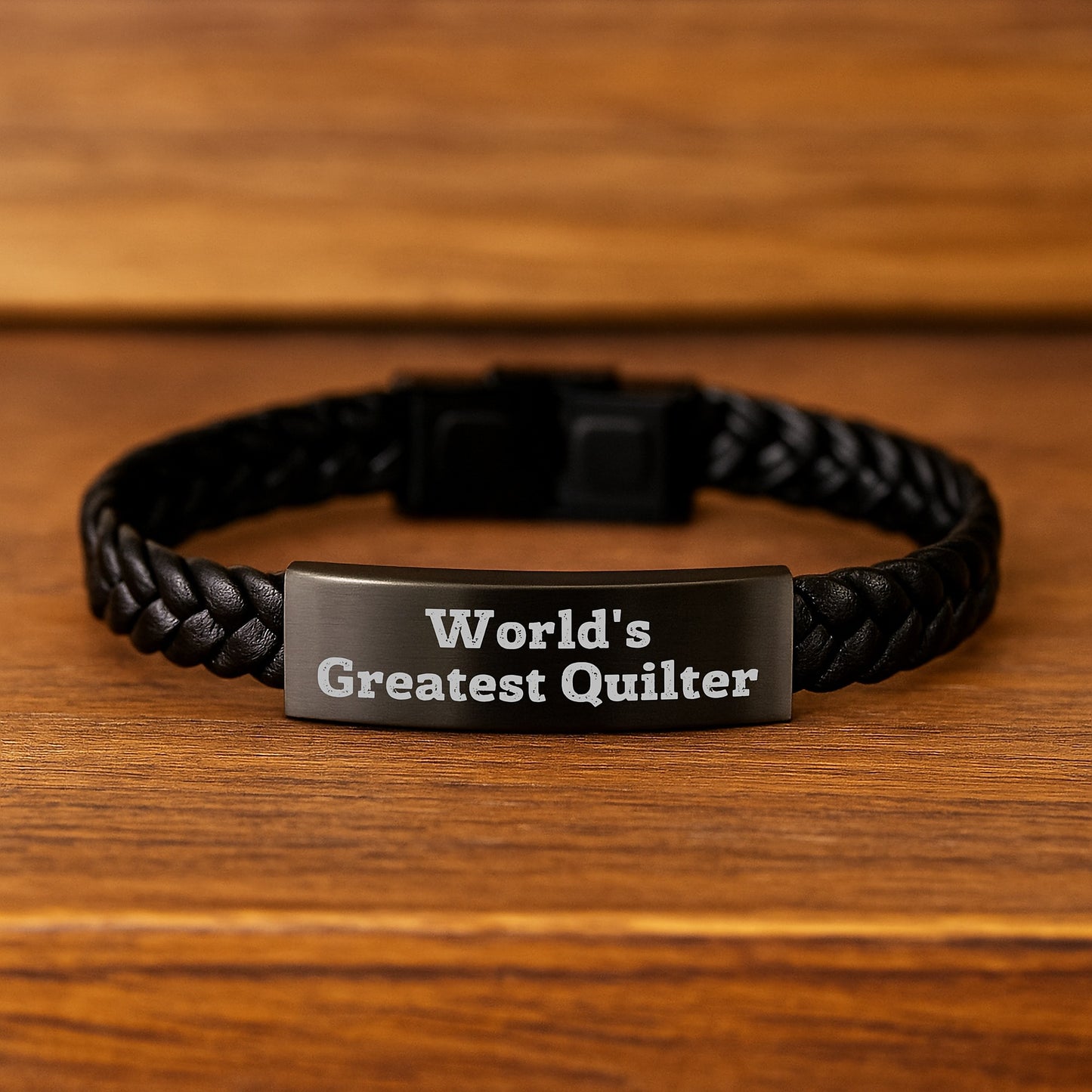 Funny Quilter Gifts from Friends or Family for Men Women - Interlaced Leather Bracelet, World's Greatest Quilter - Image 2