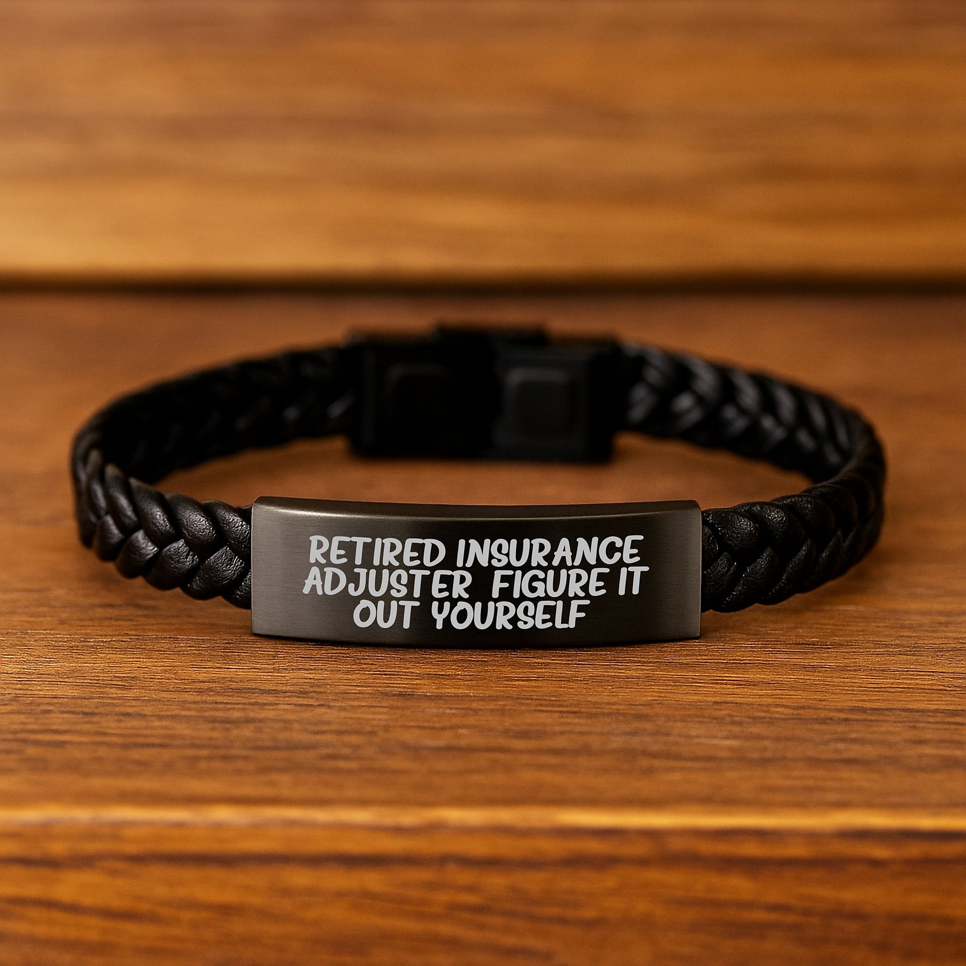 Funny Insurance Adjuster Gifts, Interlaced Leather Bracelet for Birthday 'Figure It Out Yourself', Unique Presents from Friends or Coworkers to Insurance Adjuster Men or Women - Image 2