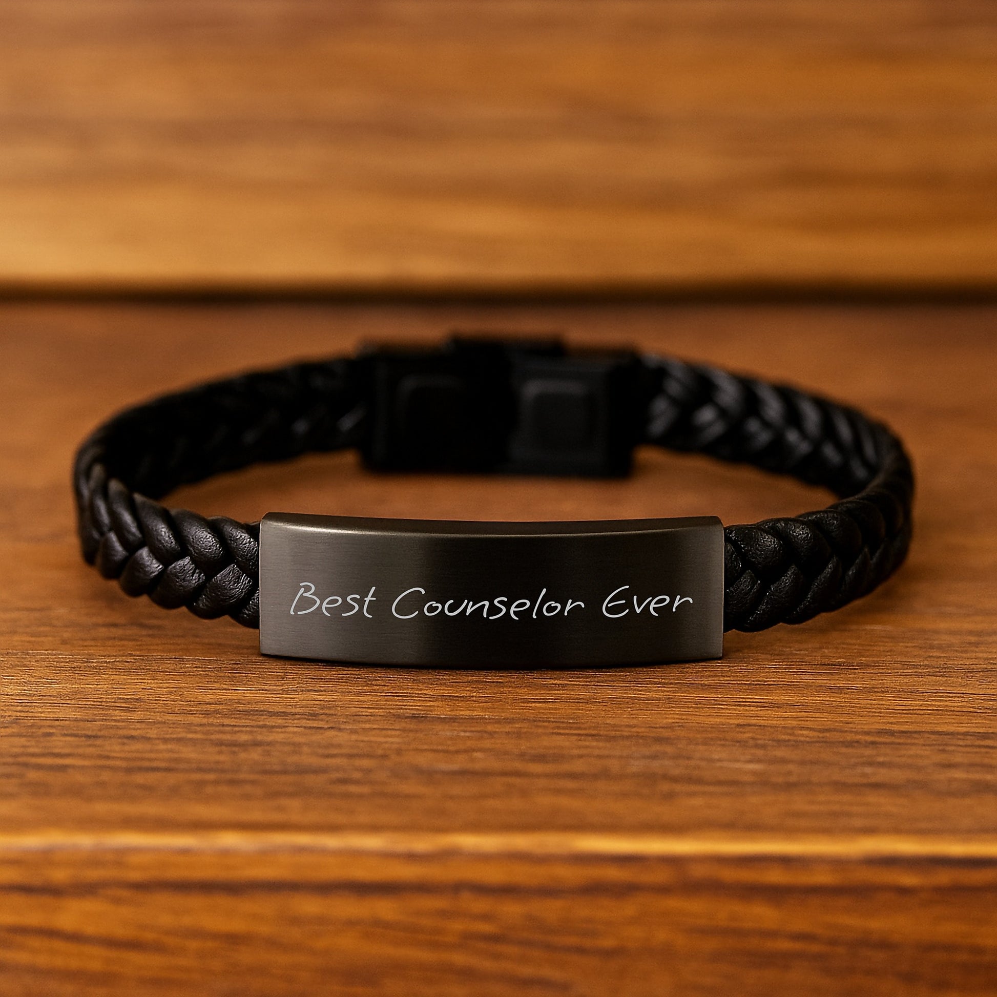 Funny Counselor Gifts from Best Counselor Ever - Interlaced Leather Bracelet for Graduation Unique Gifts for Men Women Friends Coworkers Family - Image 2