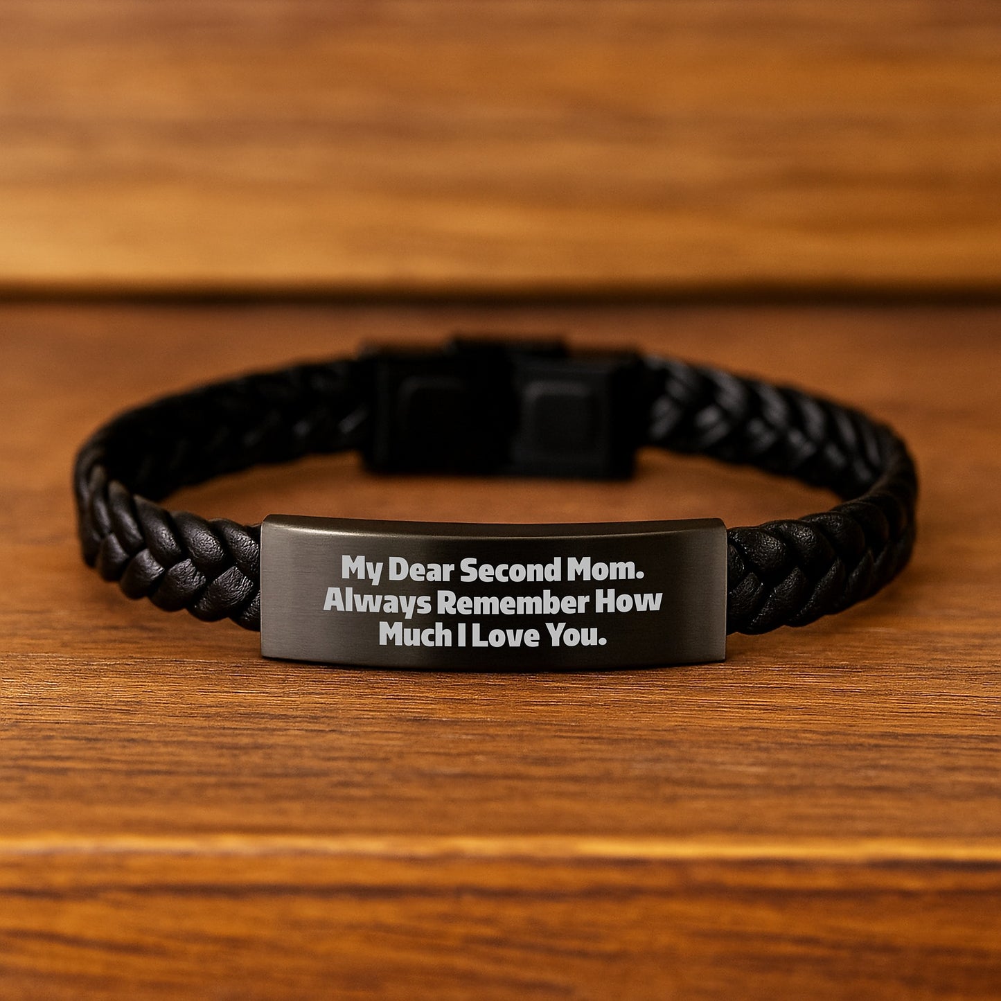 Funny Second Mom Gifts from Men, Women, or Friends - Interlaced Leather Bracelet for Second Mom - Christmas Unique Gifts for Second Mom, Second Mom Love Quote - Image 2