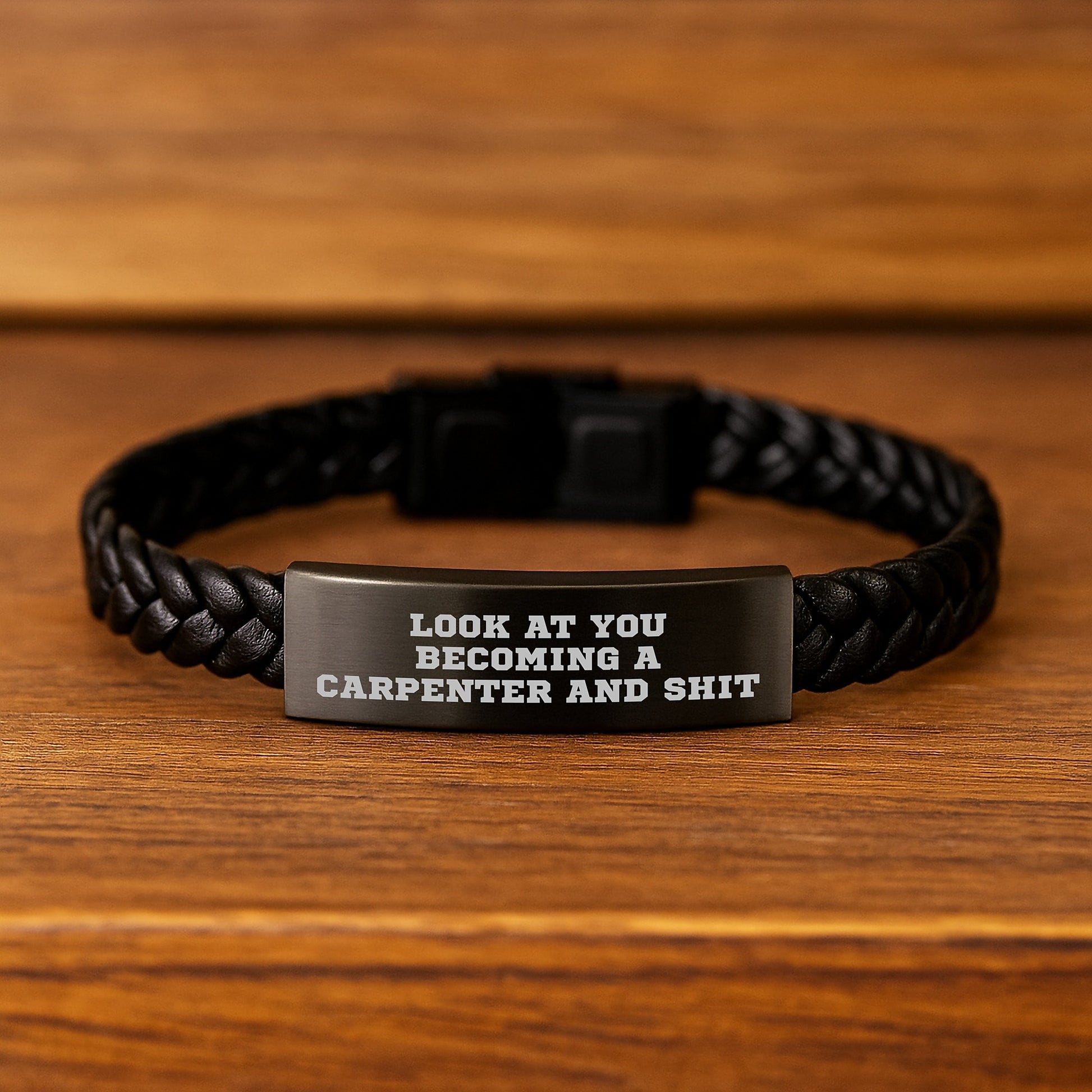 Funny Carpenter Gifts for Men - Look At You Becoming A Carpenter And Shit Interlaced Leather Bracelet - Graduation Unique Gifts from Friends - Image 2