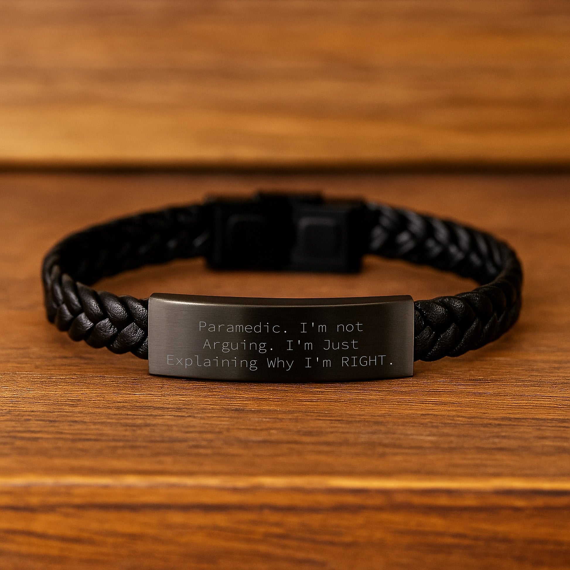 Funny Rescue Worker Gifts from Men to Rescue Worker Friends on Graduation Unique Gifts - Interlaced Leather Bracelet with Stainless Steel and PU Leather - Image 2