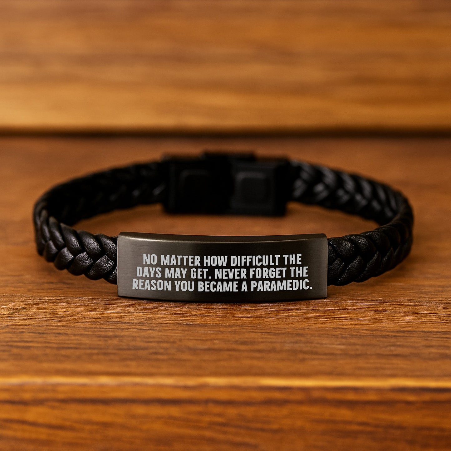 Inspirational Gifts for Rescue Worker Men from Friends, Unique Interlaced Leather Bracelet for Graduation, Rescue Worker Motivational Quote - Image 2